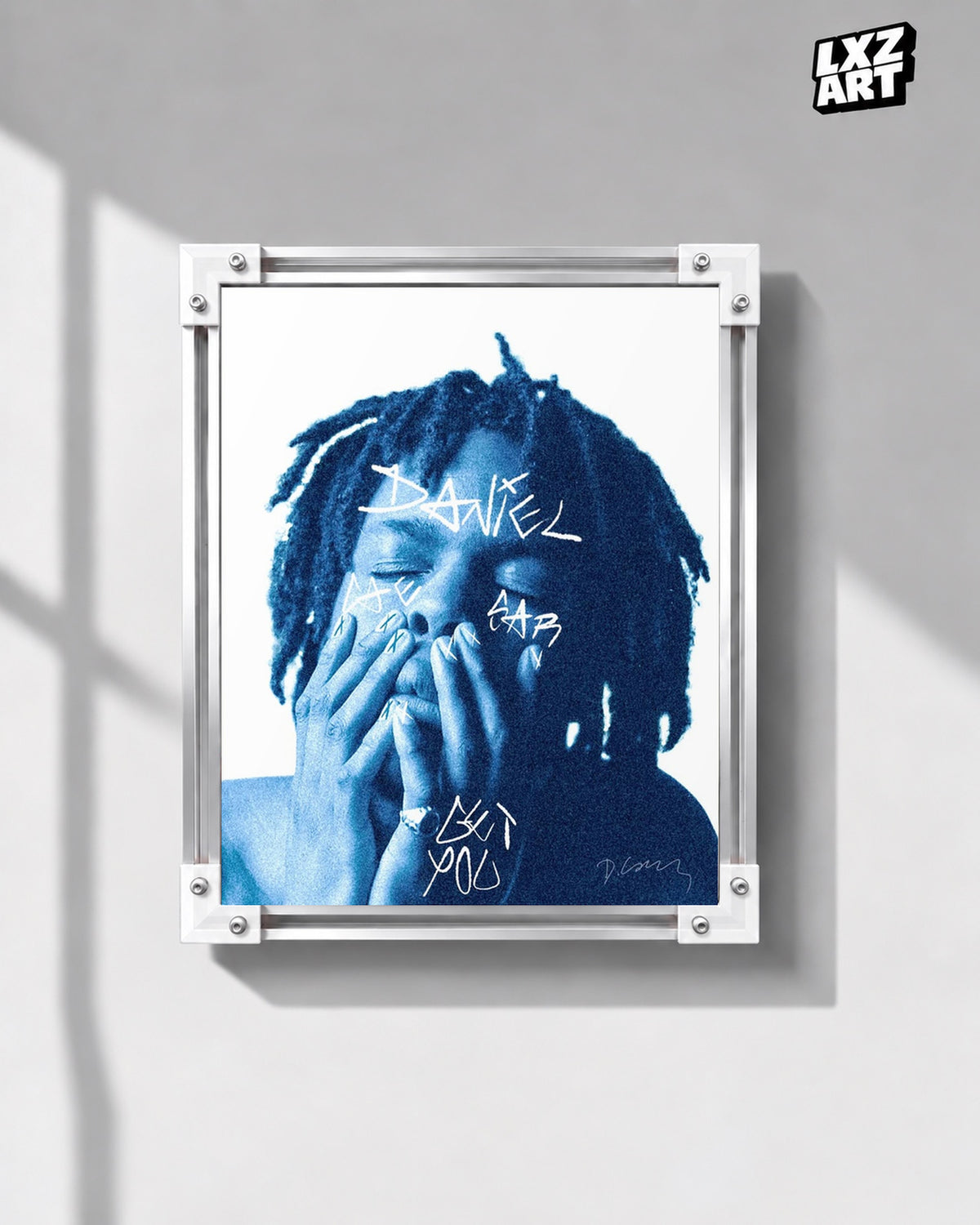 Daniel Caesar Get You Blue Portrait Poster | Unframed Wall Art — gray wall display; unframed print, frame not included