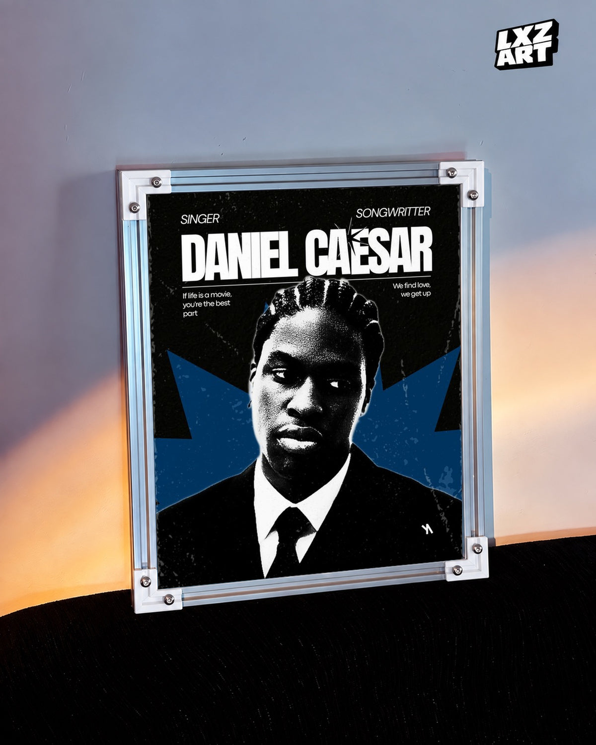 Daniel Caesar Blue Star Suit Portrait Poster | Unframed Wall Art — warm wall display; unframed print, frame not included