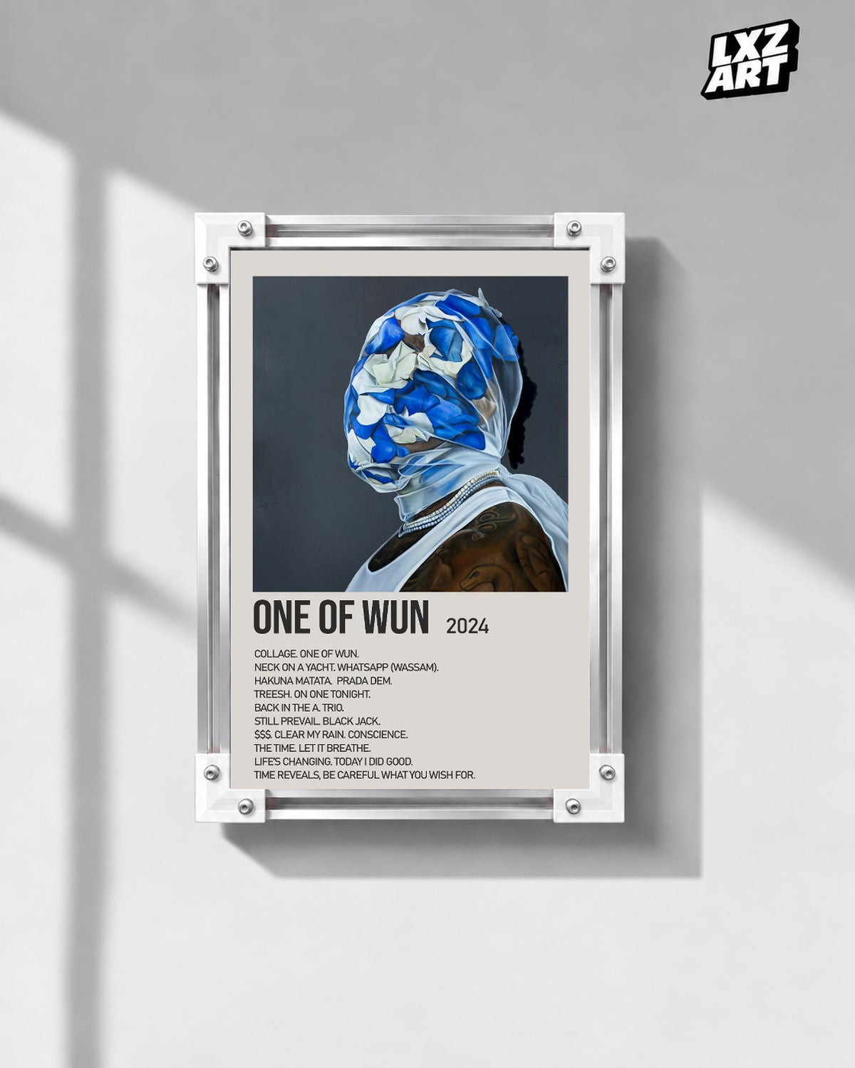 Gunna One of Wun Cream Tracklist Poster | Unframed Wall Art — gray wall display; unframed print, frame not included