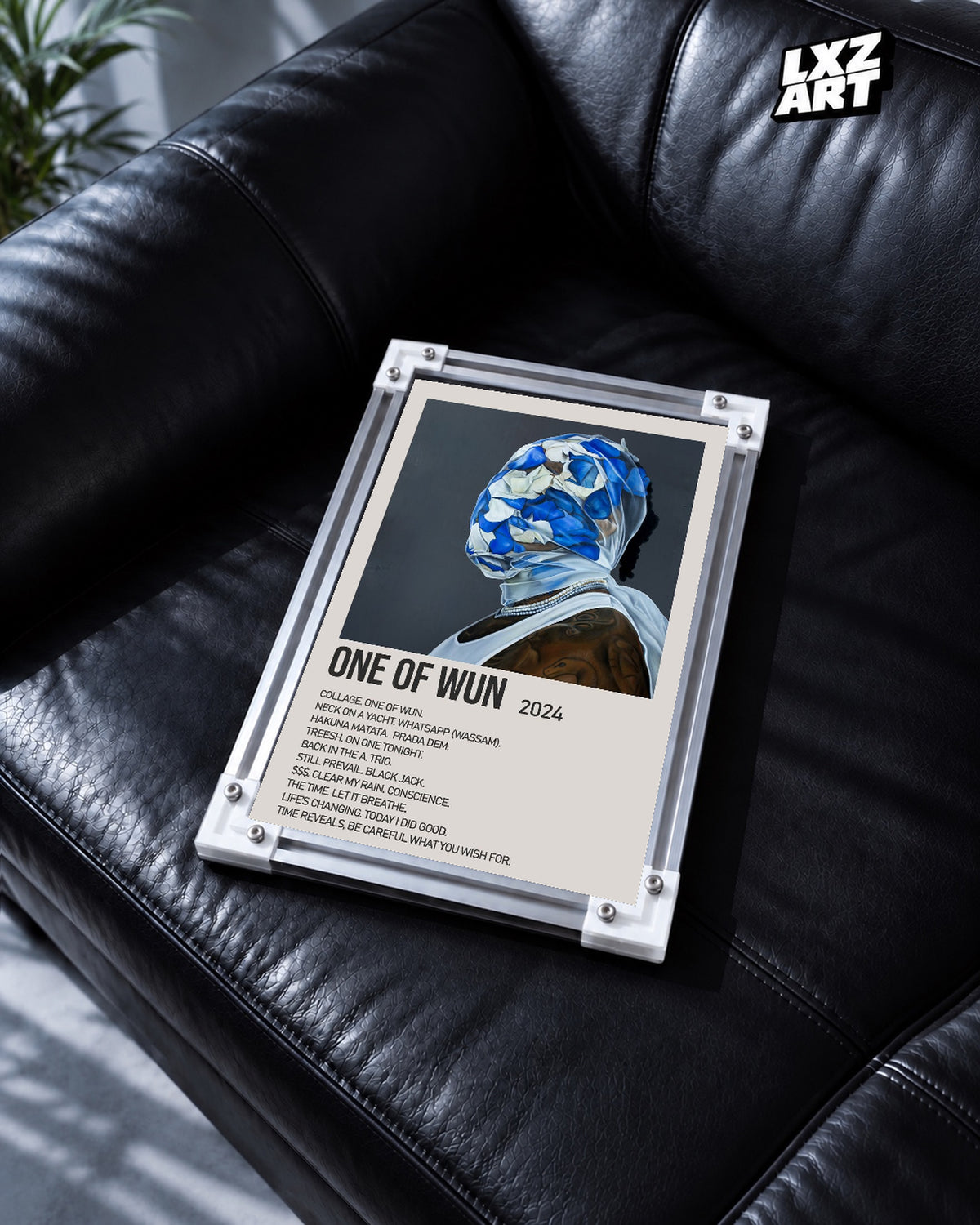 Gunna One of Wun Cream Tracklist Poster | Unframed Wall Art — black leather sofa display; unframed print, frame not included