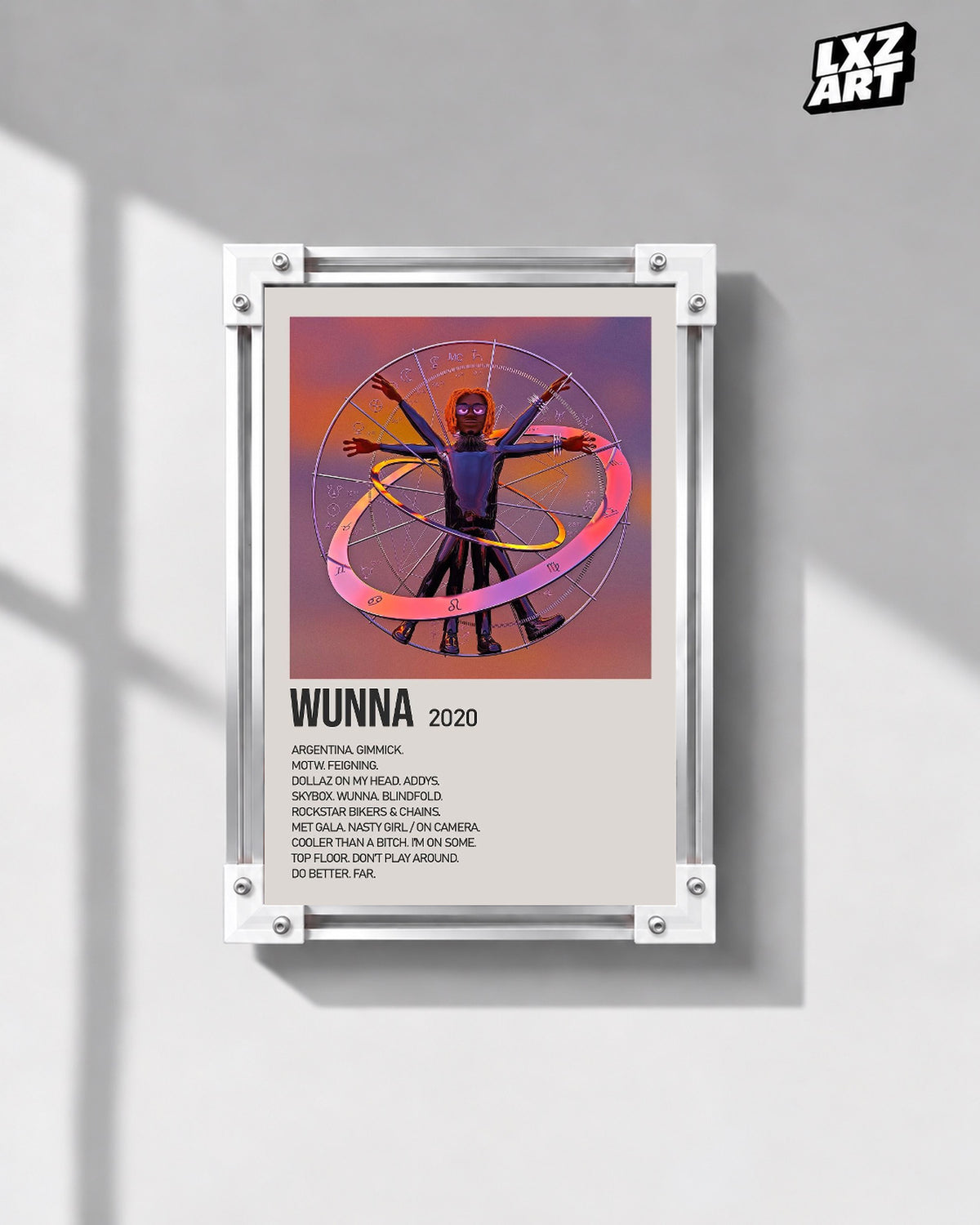 Gunna WUNNA Cream Tracklist Poster | Unframed Wall Art — gray wall display; unframed print, frame not included