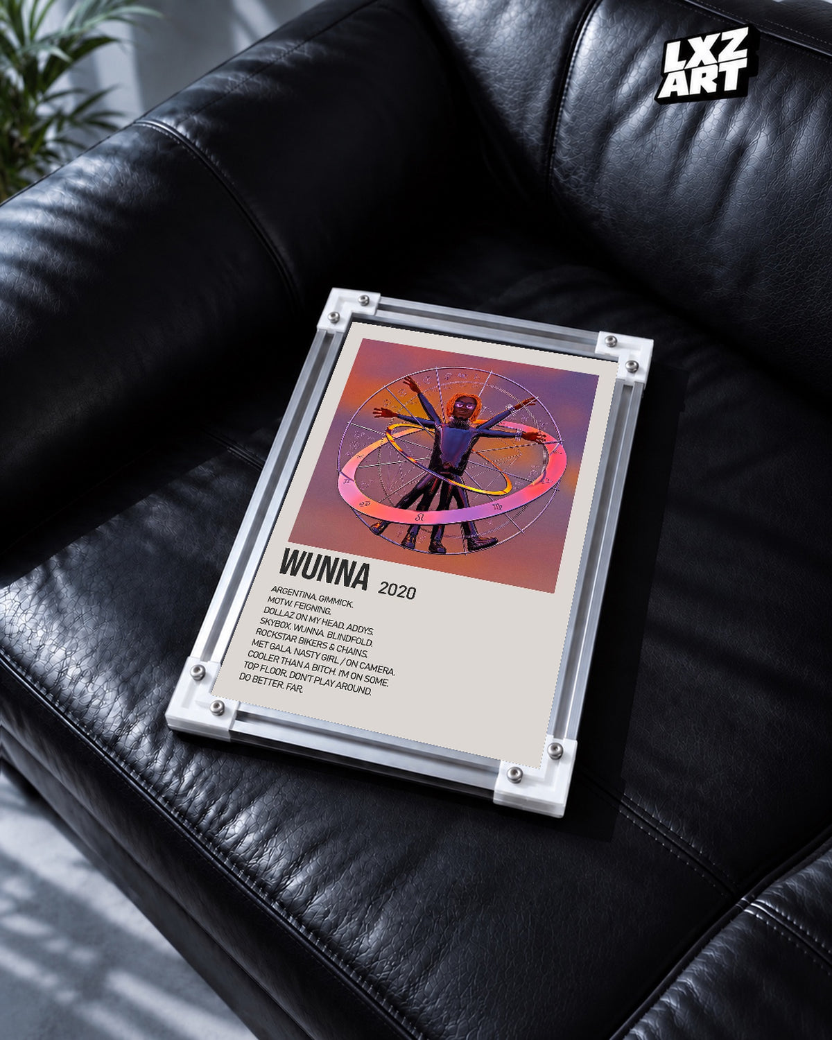 Gunna WUNNA Cream Tracklist Poster | Unframed Wall Art — black leather sofa display; unframed print, frame not included