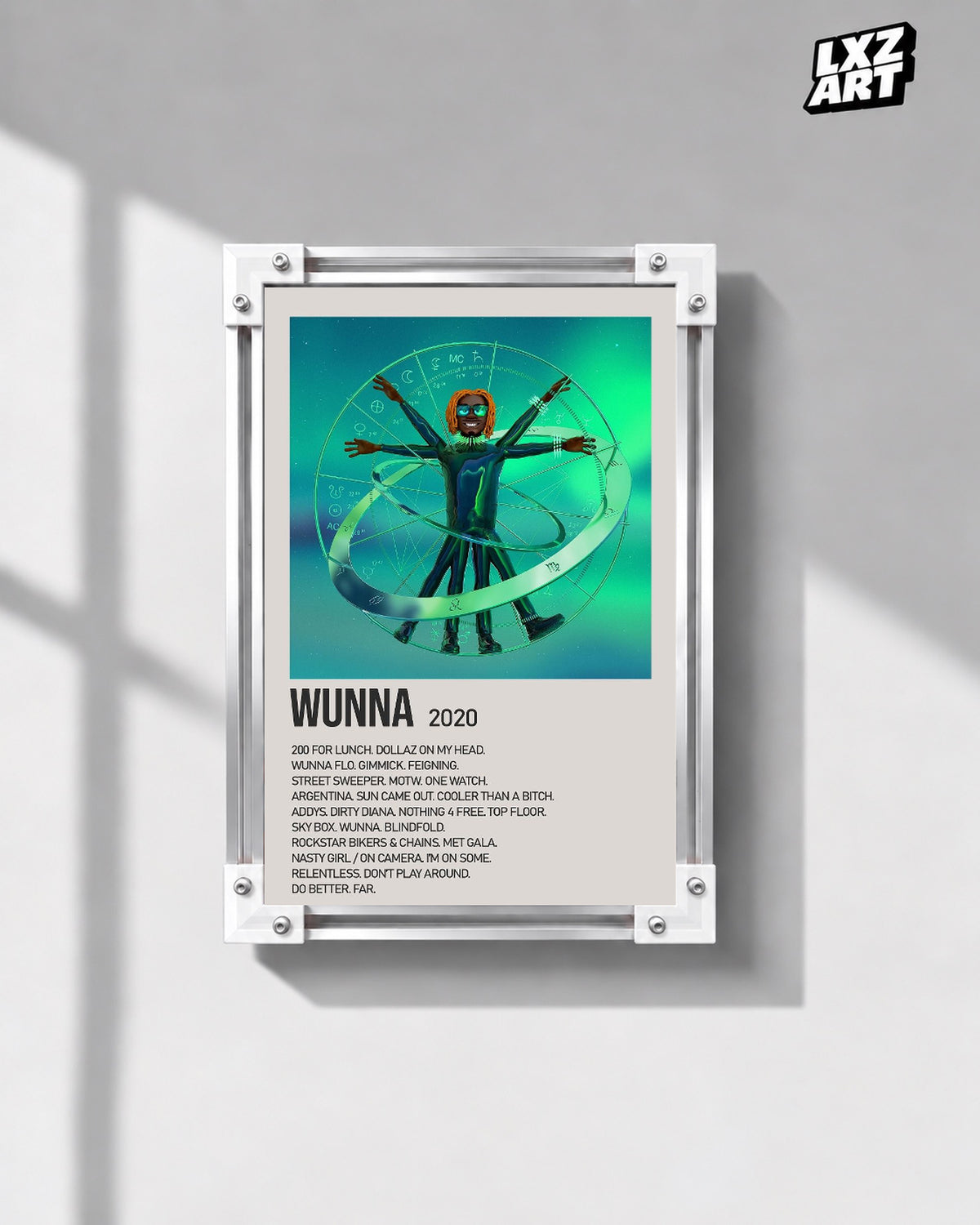 Gunna WUNNA Deluxe Cream Tracklist Poster | Unframed Wall Art — gray wall display; unframed print, frame not included