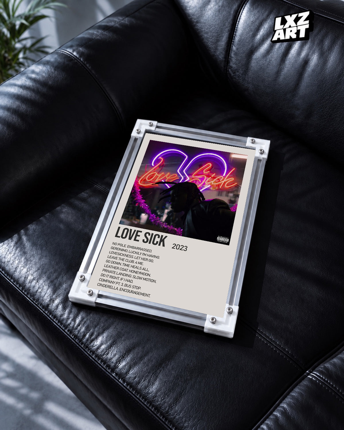 Don Toliver Love Sick Cream Tracklist Poster | Unframed Wall Art — black leather sofa display; unframed print, frame not included