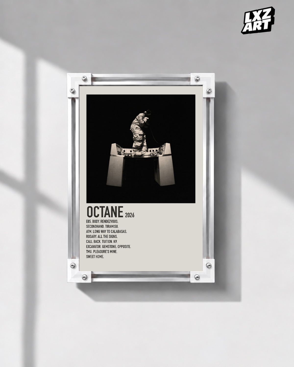Don Toliver OCTANE Cream Tracklist Poster | Unframed Wall Art — gray wall display; unframed print, frame not included