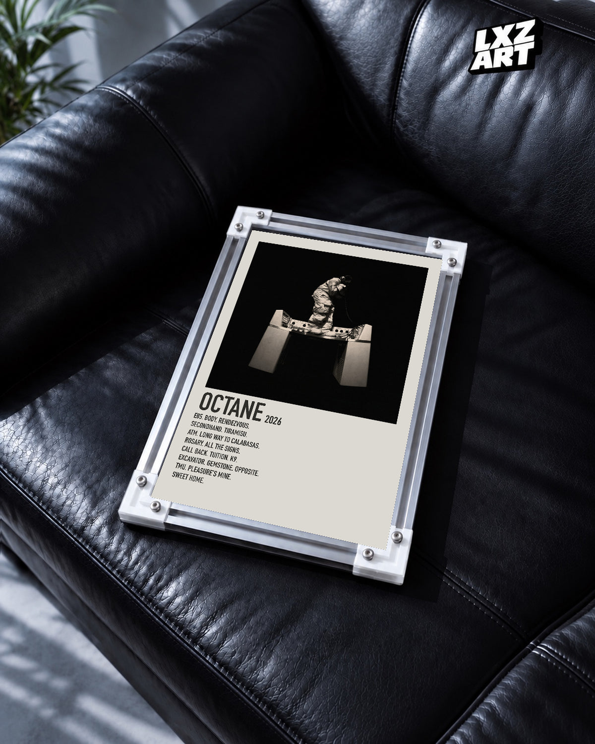 Don Toliver OCTANE Cream Tracklist Poster | Unframed Wall Art — black leather sofa display; unframed print, frame not included