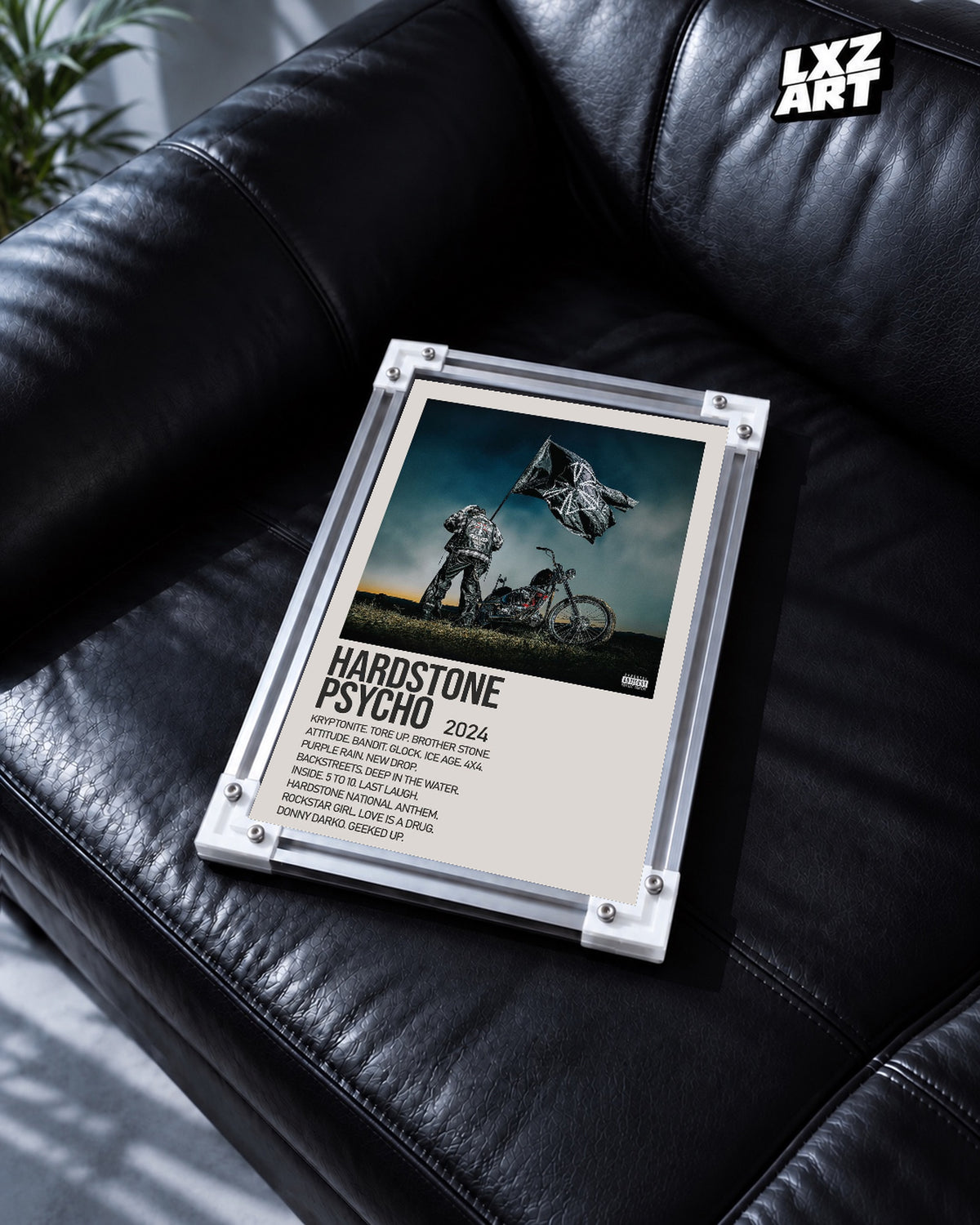 Don Toliver Hardstone Psycho Cream Tracklist Poster | Unframed Wall Art — black leather sofa display; unframed print, frame not included