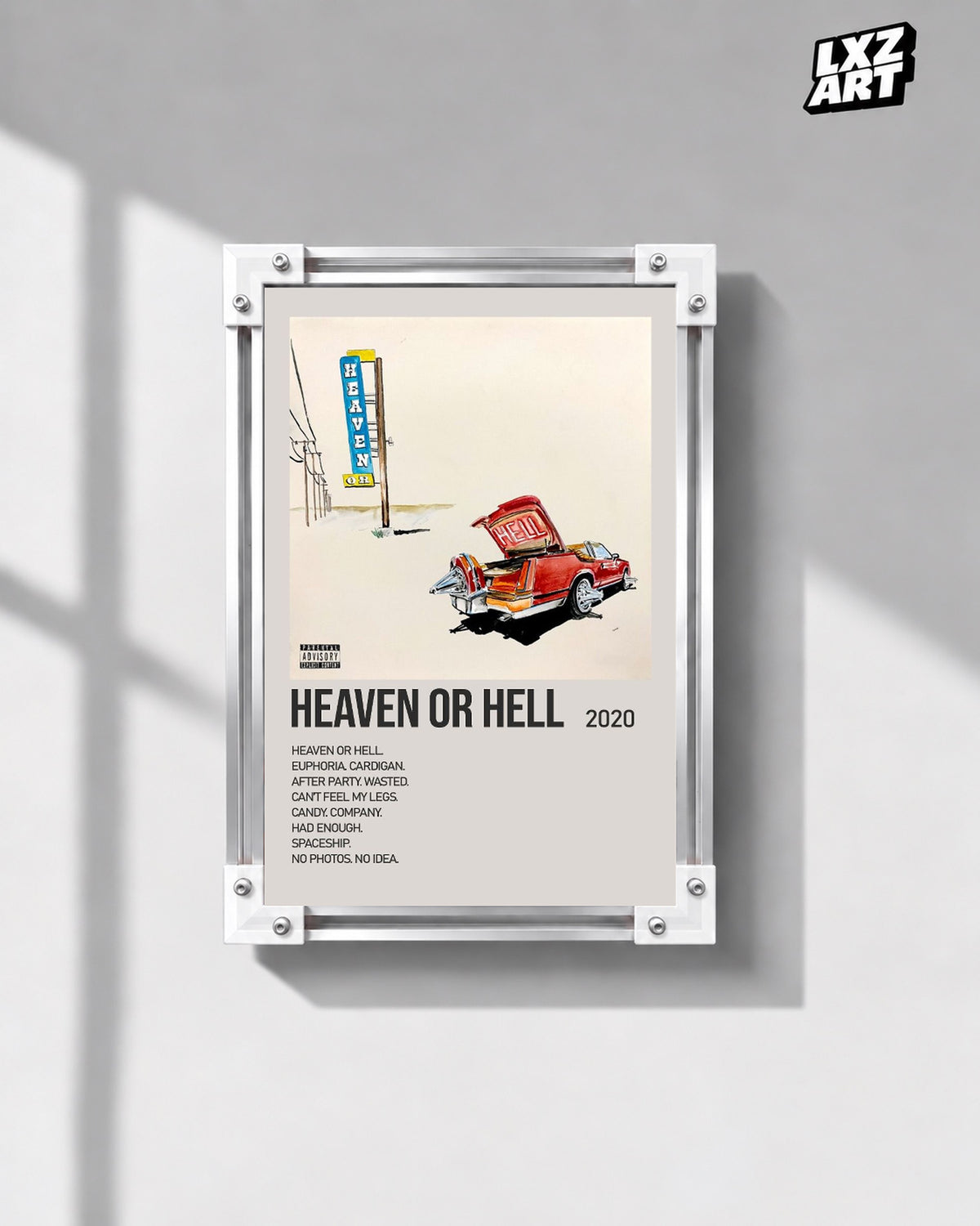 Don Toliver Heaven or Hell Cream Tracklist Poster | Unframed Wall Art — gray wall display; unframed print, frame not included