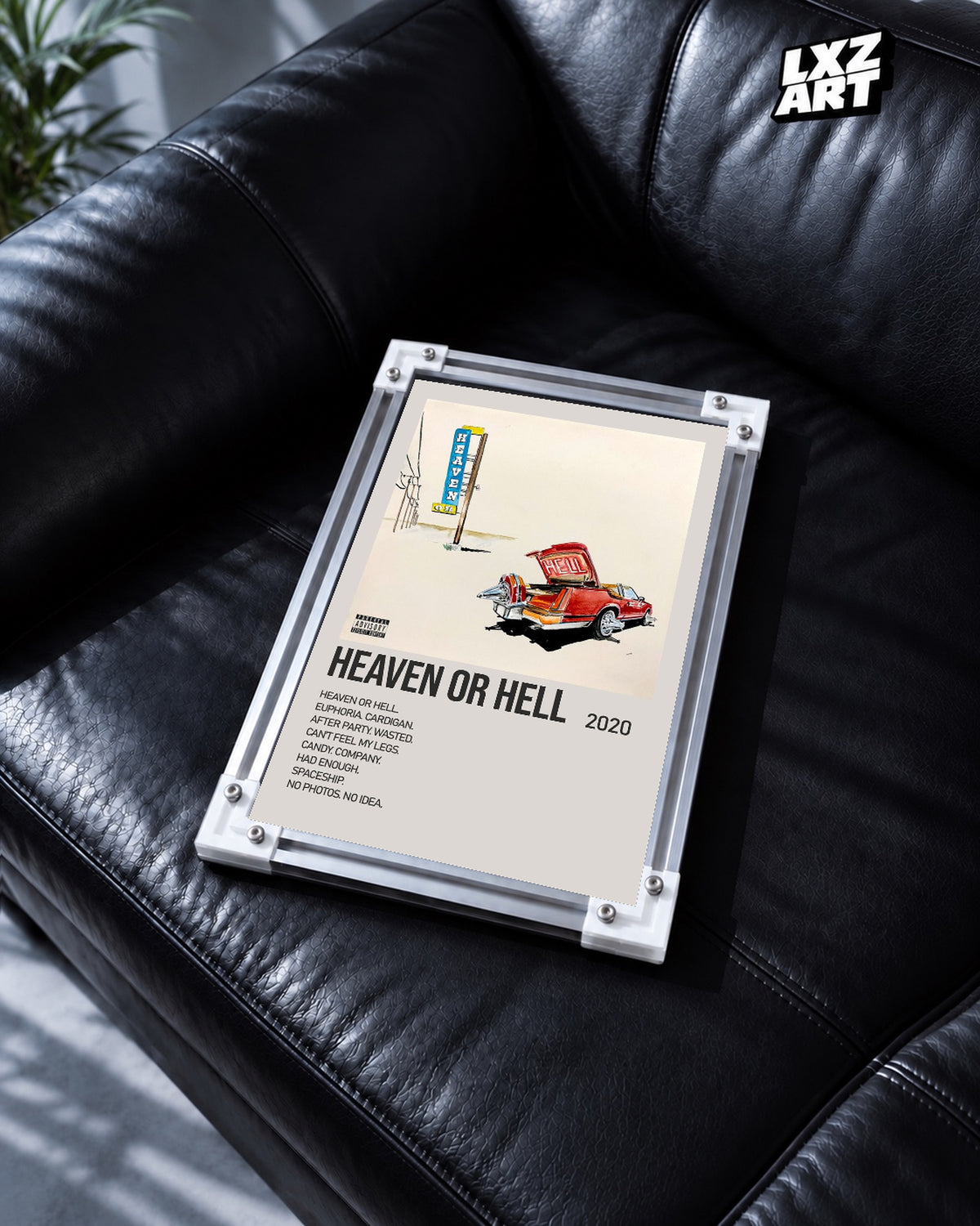 Don Toliver Heaven or Hell Cream Tracklist Poster | Unframed Wall Art — black leather sofa display; unframed print, frame not included