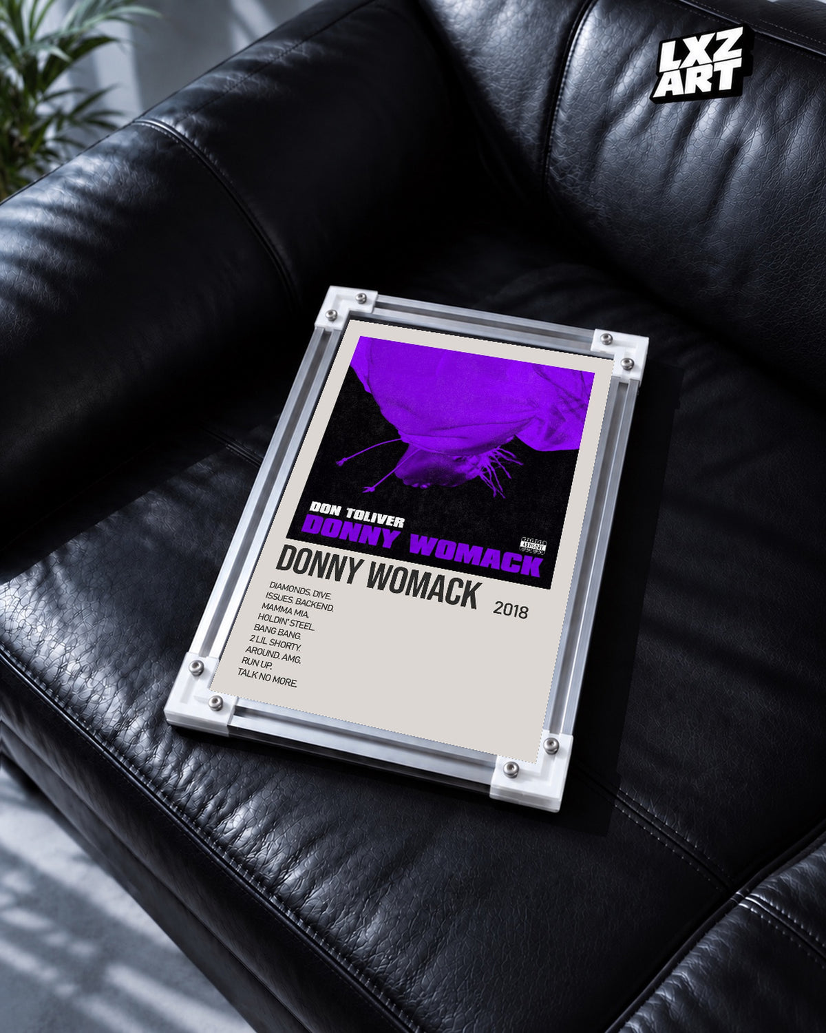 Don Toliver Donny Womack Cream Tracklist Poster | Unframed Wall Art — black leather sofa display; unframed print, frame not included