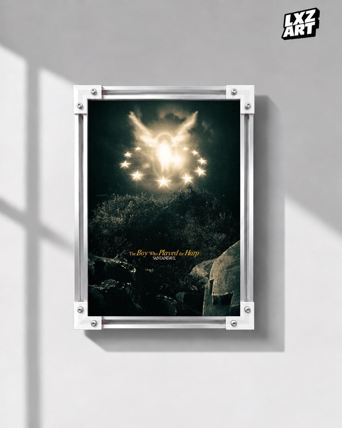Dave The Boy Who Played the Harp Forest Light Poster | Unframed Wall Art — gray wall display; unframed print, frame not included