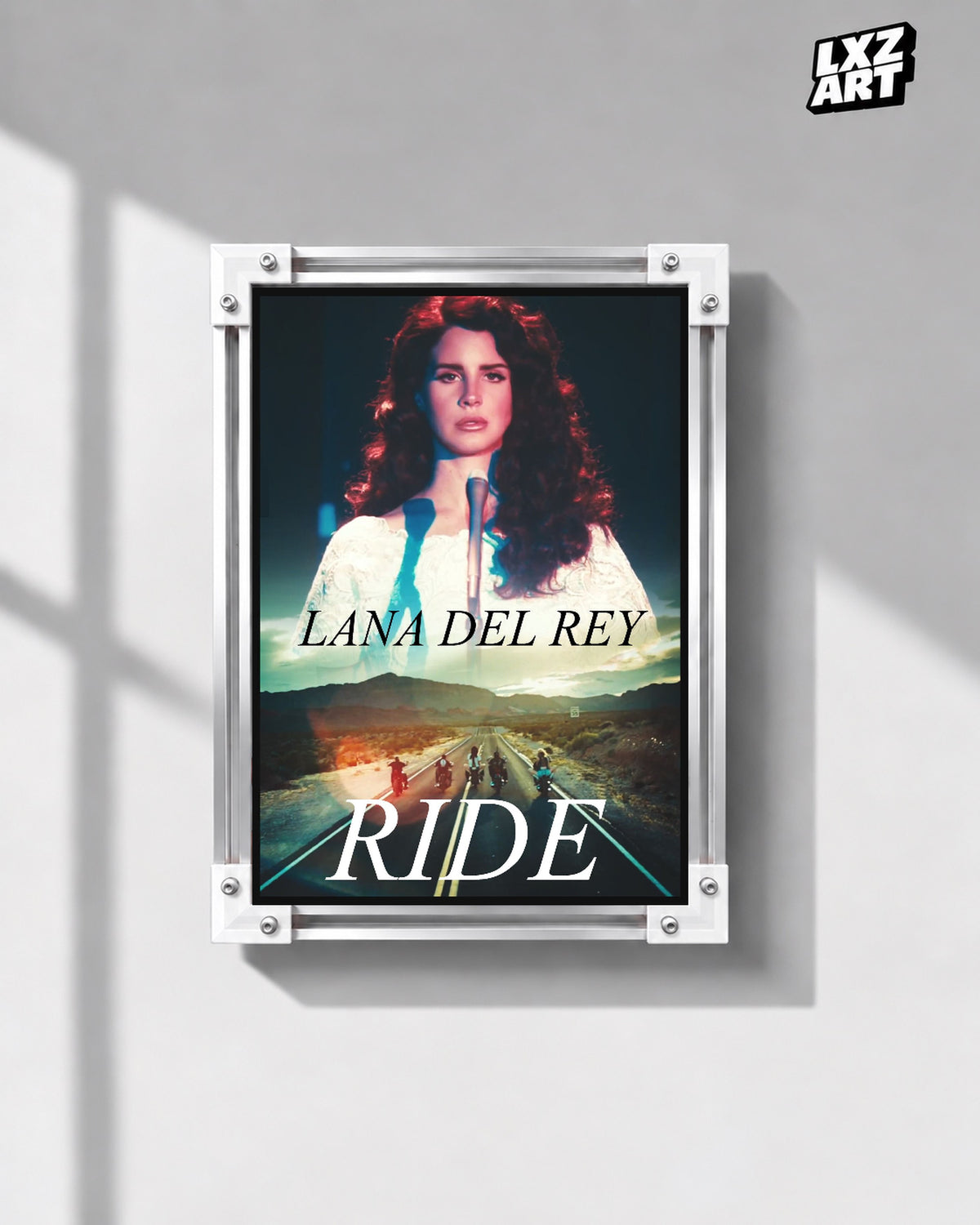 Lana Del Rey Ride Cinematic Road Collage Poster | Unframed Wall Art — gray wall display; unframed print, frame not included