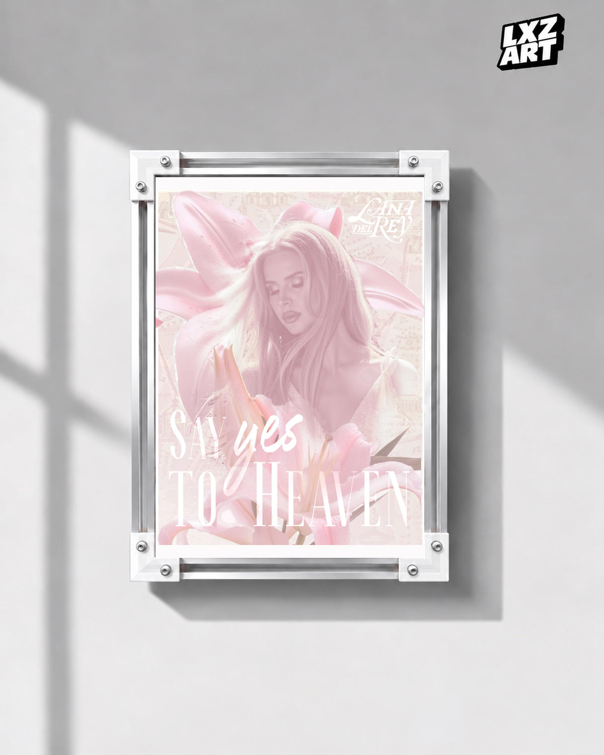 Lana Del Rey Say Yes to Heaven Pink Star Portrait Poster | Unframed Wall Art — gray wall display; unframed print, frame not included