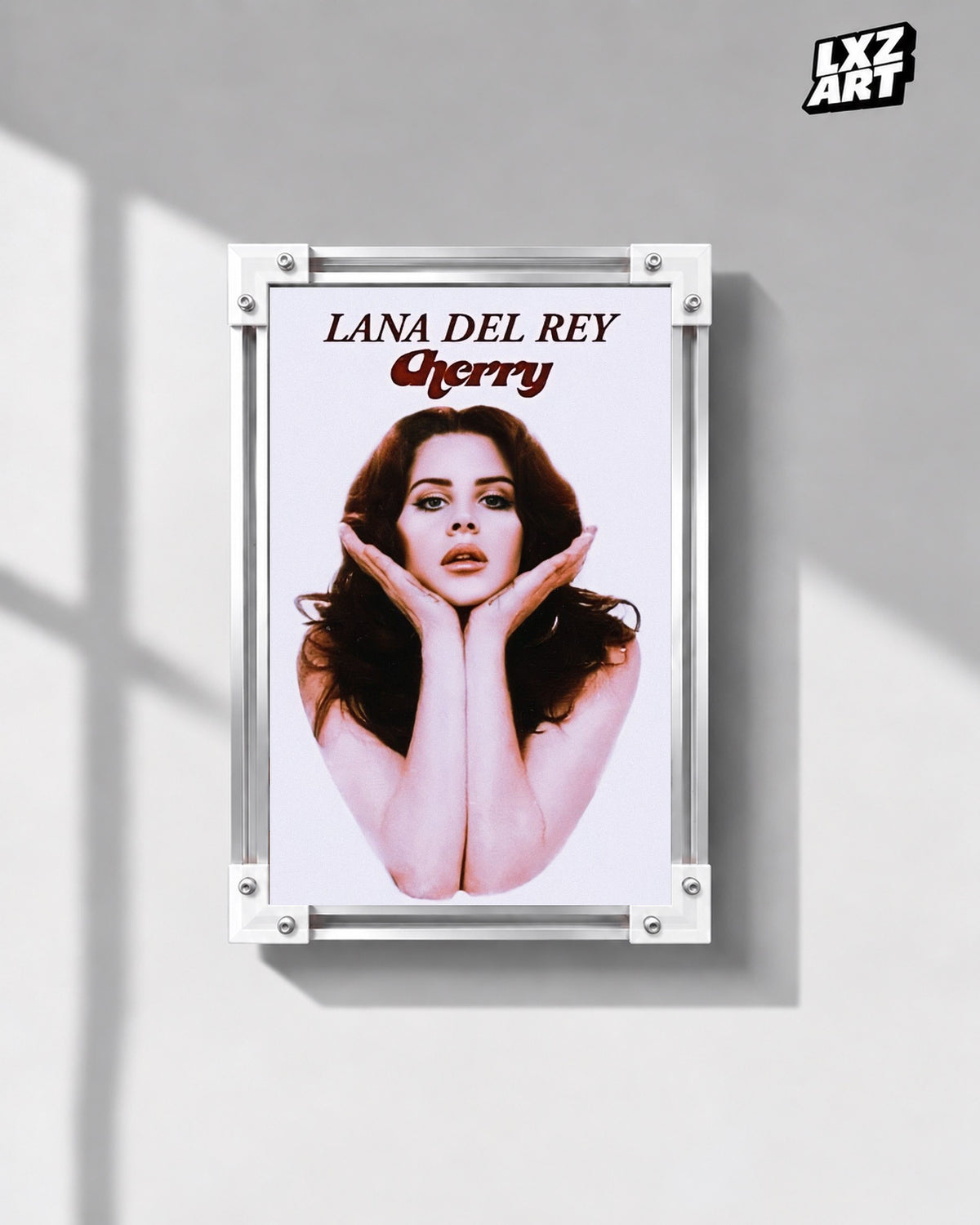 Lana Del Rey Cherry Portrait Song Poster | Unframed Wall Art — gray wall display; unframed print, frame not included