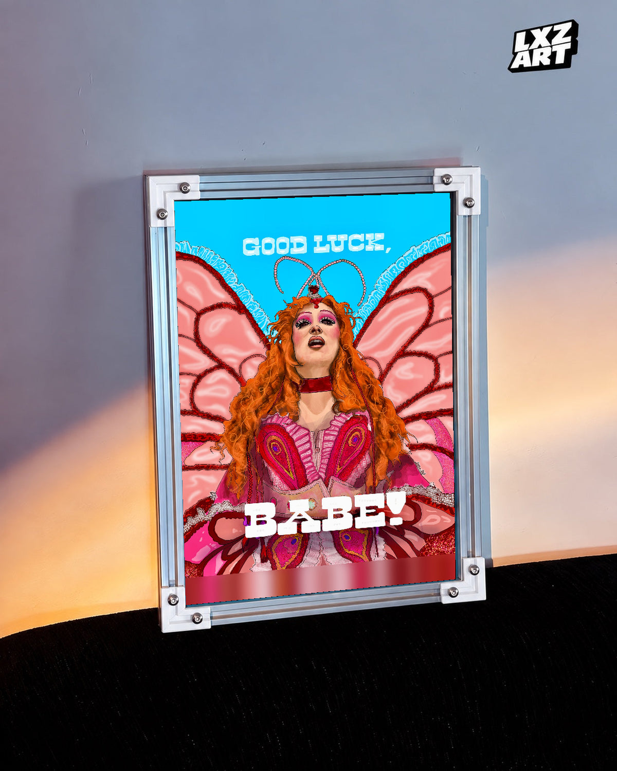 Chappell Roan Good Luck Babe Butterfly Portrait Poster | Unframed Music Wall Art — warm-light wall scene; frame for display only