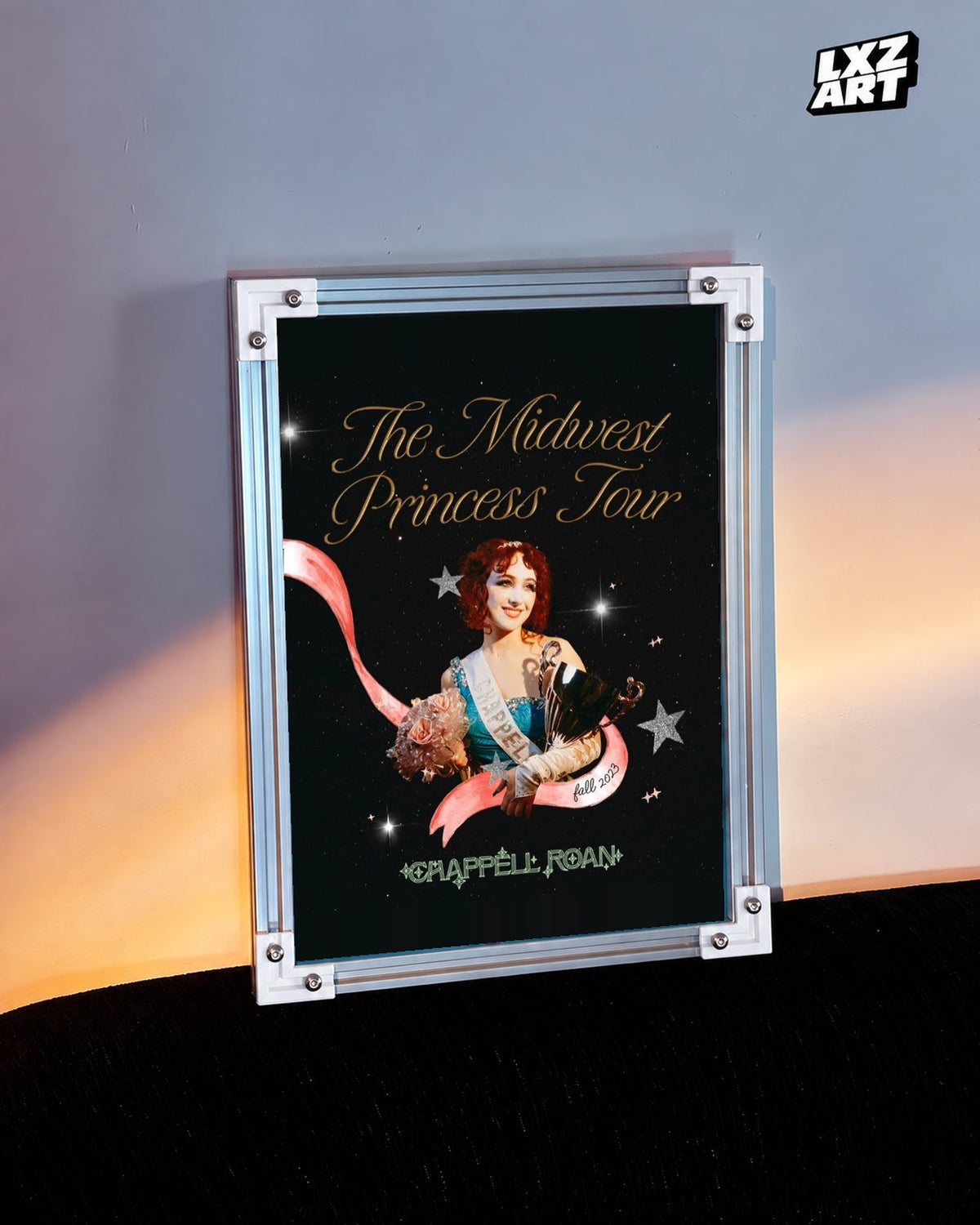 Chappell Roan Midwest Princess Fall 2023 Tour Poster | Unframed Music Wall Art — warm-light wall scene; frame for display only