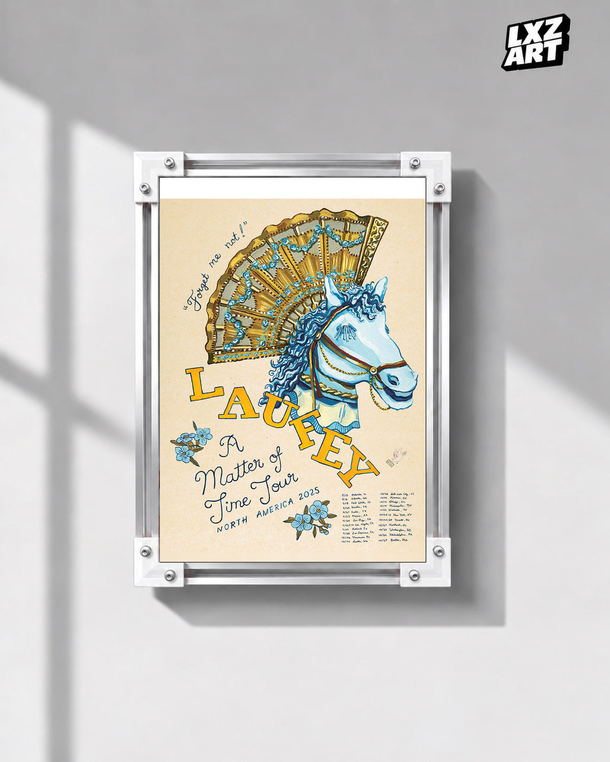 Laufey A Matter of Time North America Carousel Tour Poster | Unframed Music Wall Art — gray wall front view; frame for display only