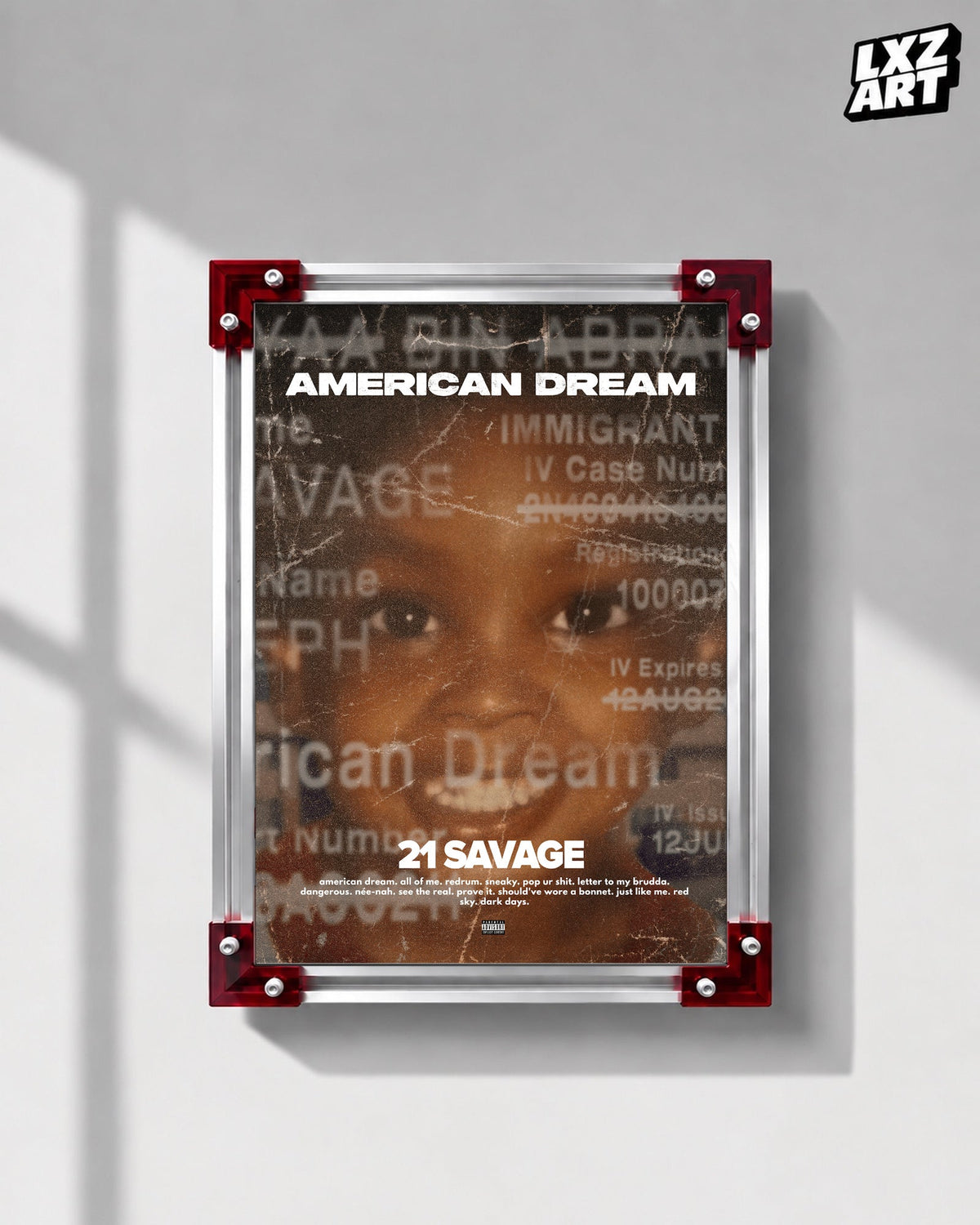 21 Savage American Dream Album Poster | Unframed Bedroom Wall Art — LXZART template 1; frame not included