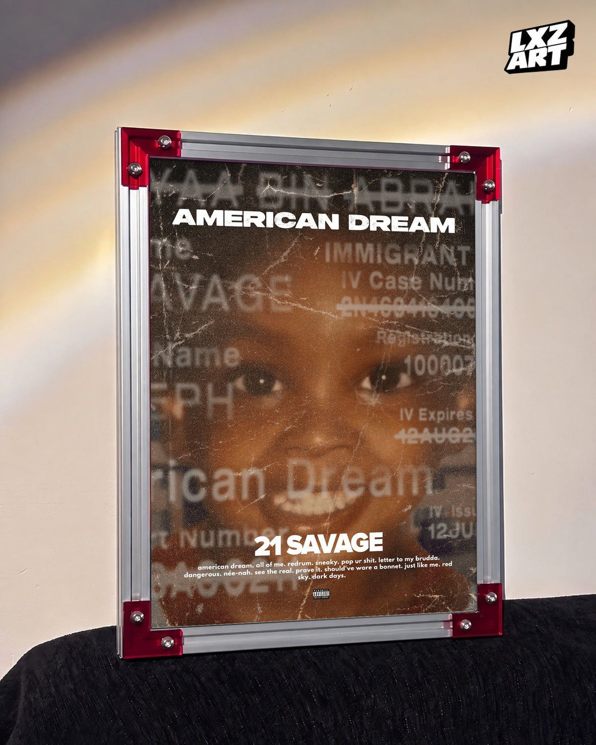 21 Savage American Dream Album Poster | Unframed Bedroom Wall Art — LXZART template 3; frame not included