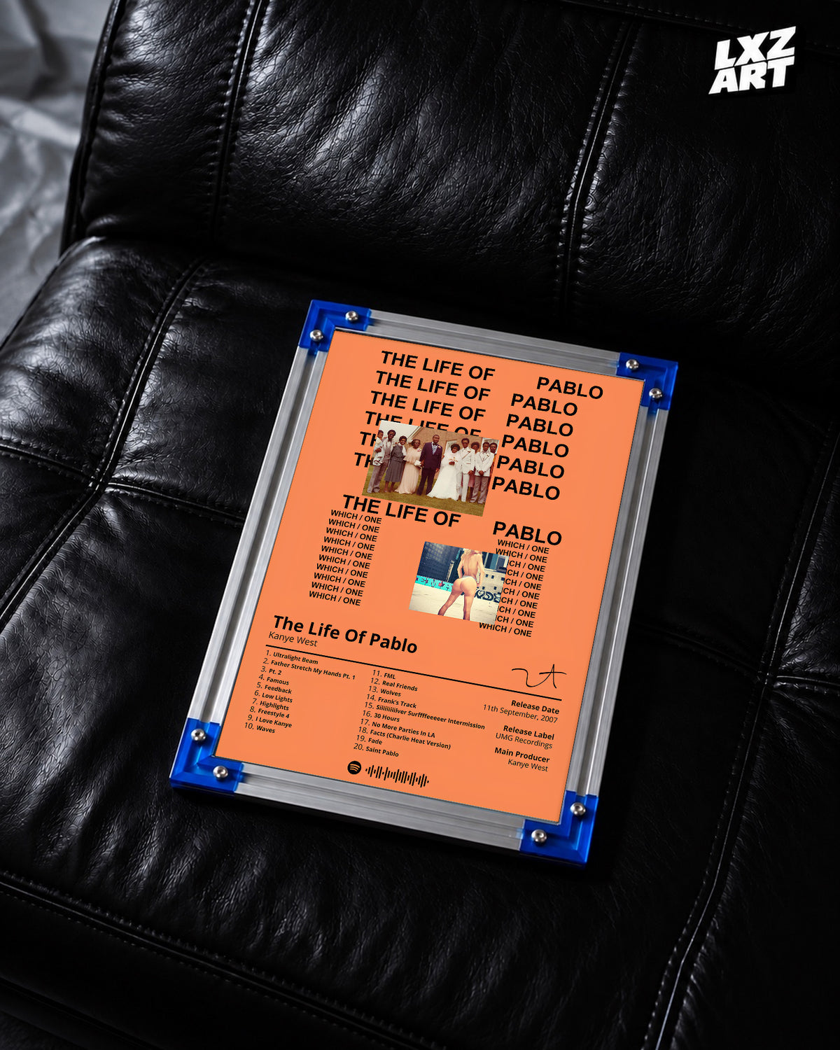Kanye West The Life of Pablo Tracklist Poster | Unframed Bedroom Wall Art — LXZART display 2; frame not included