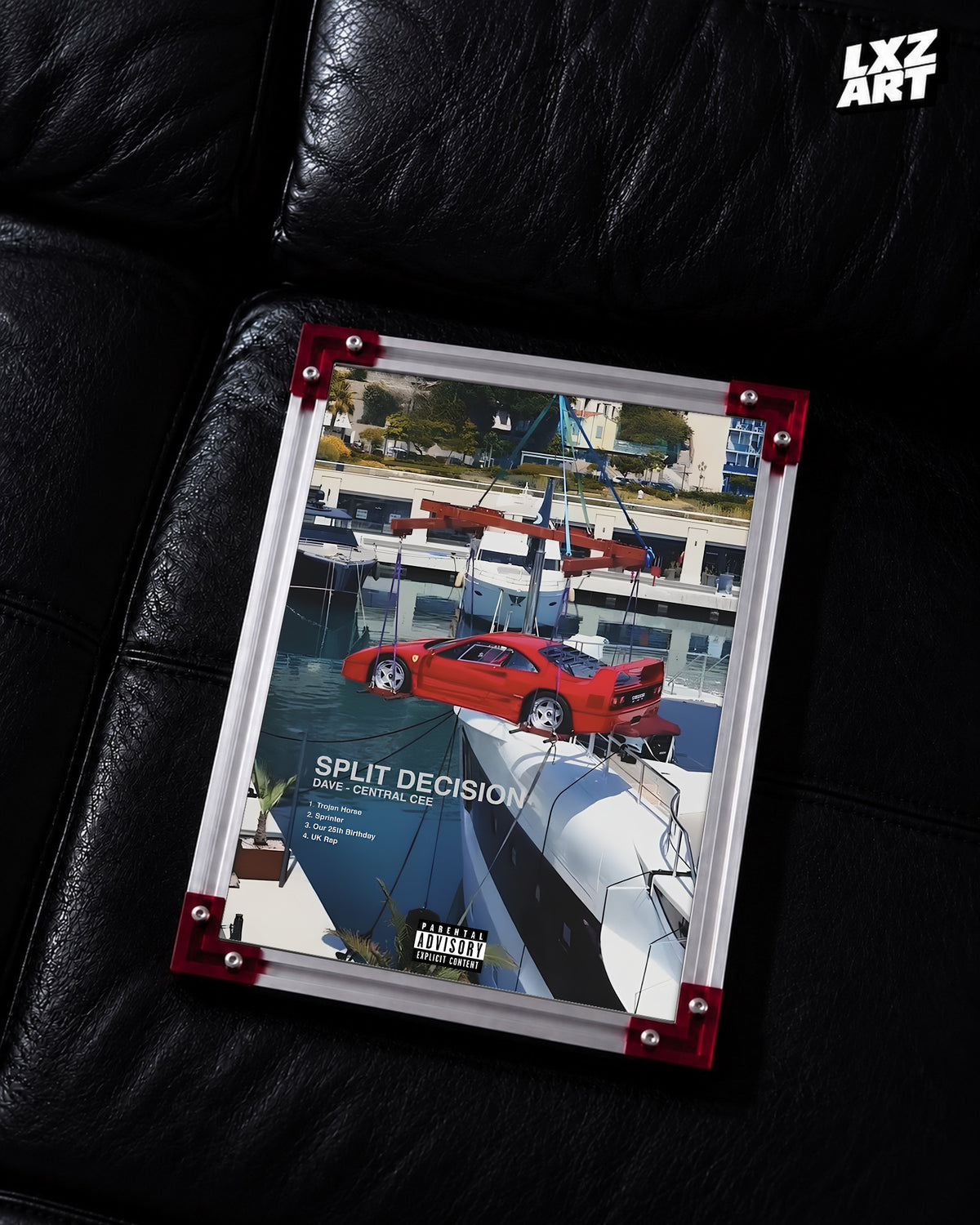 Dave x Central Cee Split Decision Tracklist Poster | Unframed UK Rap Wall Art — LXZART display 2; frame not included