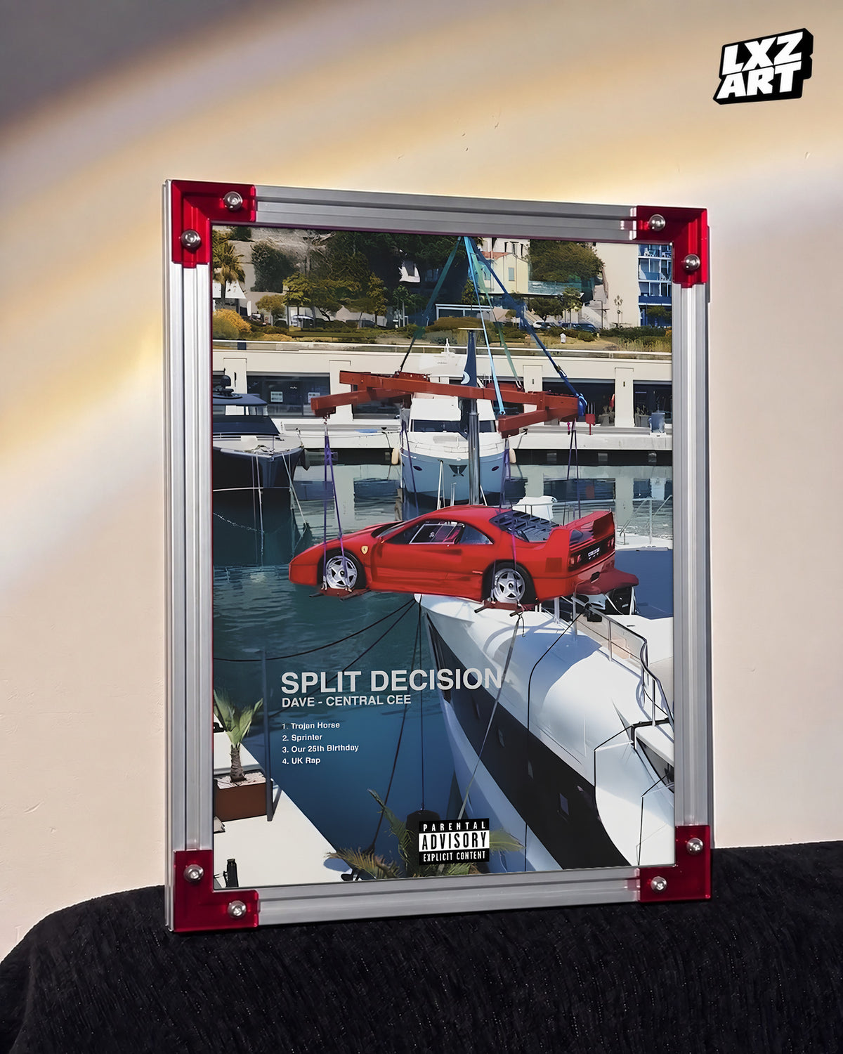 Dave x Central Cee Split Decision Tracklist Poster | Unframed UK Rap Wall Art — LXZART display 3; frame not included