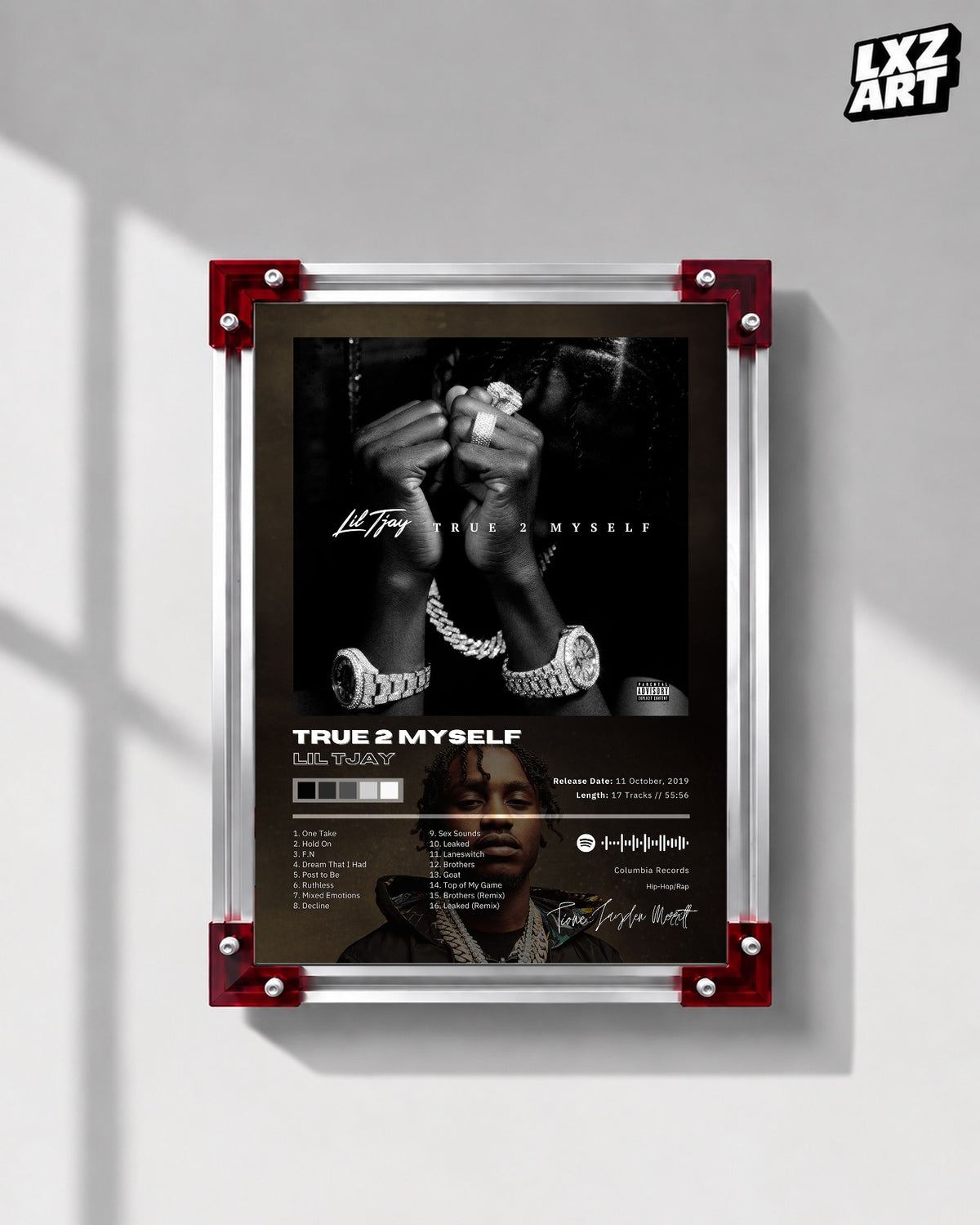 Lil Tjay True 2 Myself Tracklist Poster | Unframed Bedroom Wall Art — LXZART display 1; frame not included
