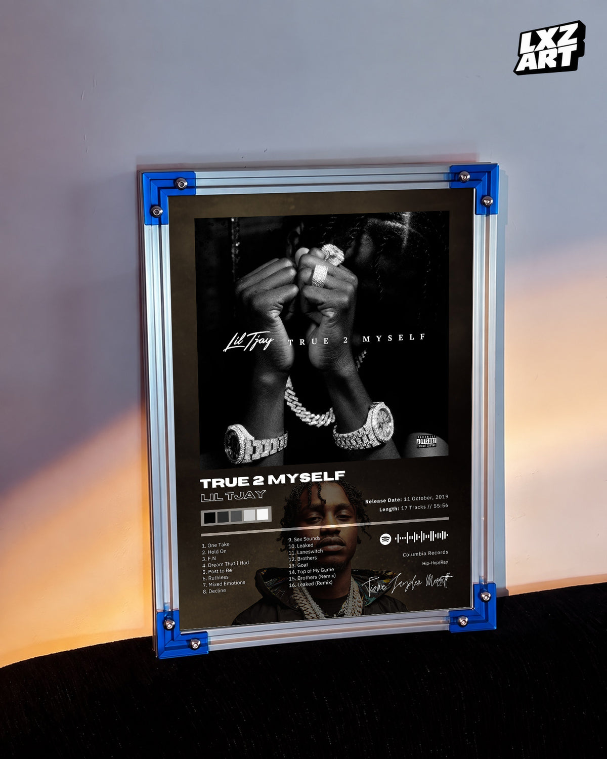 Lil Tjay True 2 Myself Tracklist Poster | Unframed Bedroom Wall Art — LXZART display 3; frame not included