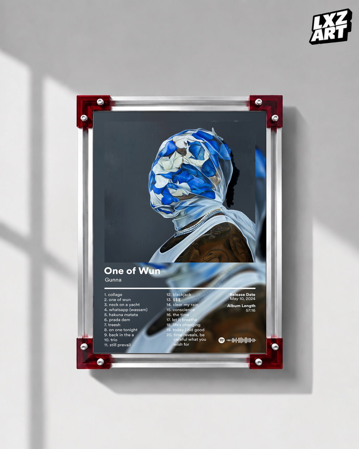 Gunna 'One of Wun' Album Poster — LXZART display 1; frame not included
