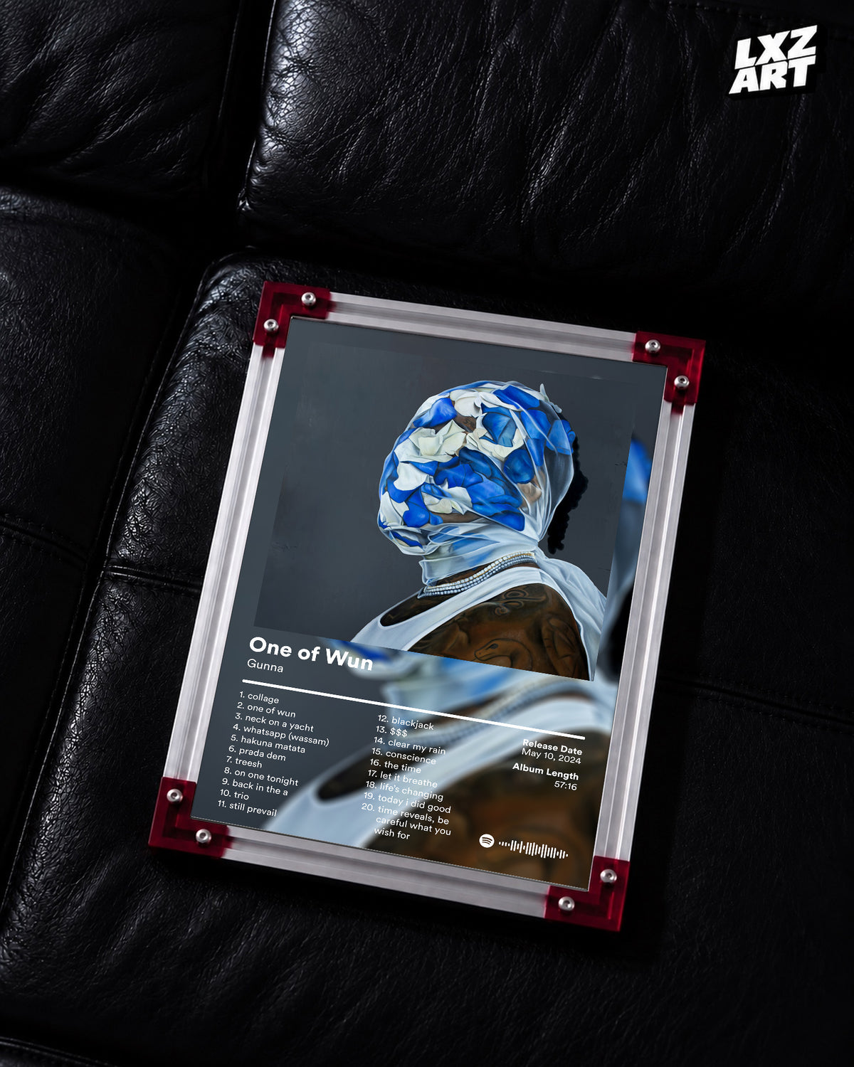 Gunna 'One of Wun' Album Poster — LXZART display 2; frame not included