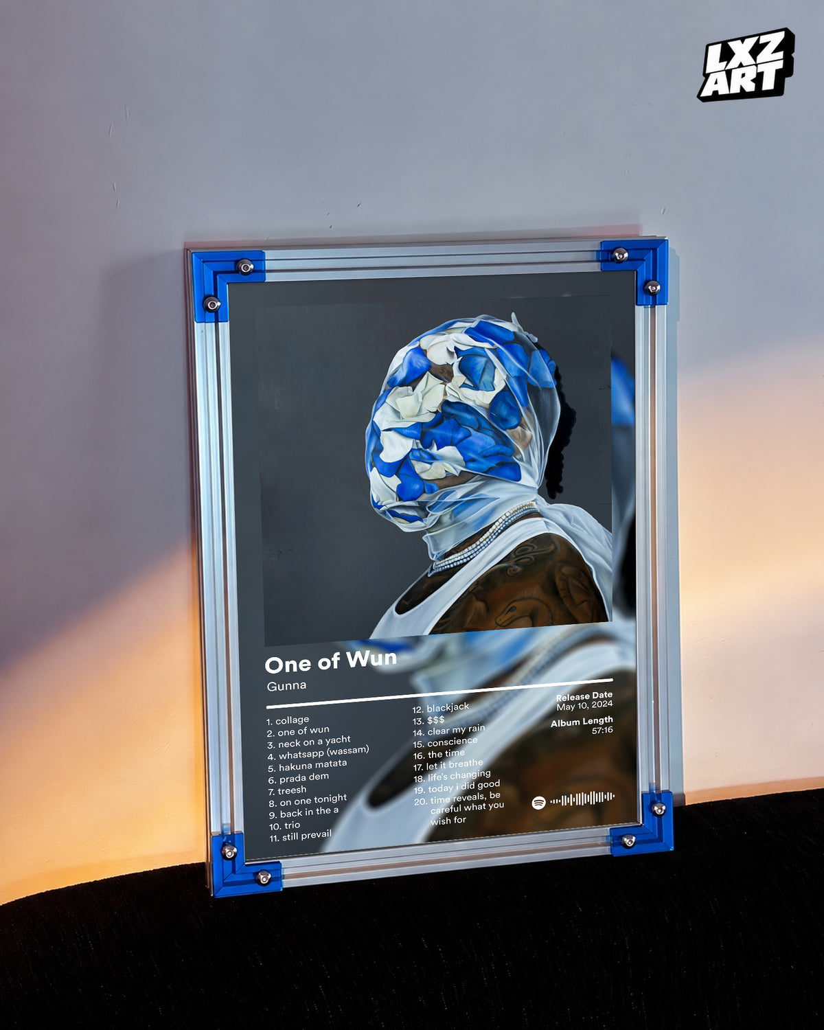Gunna 'One of Wun' Album Poster — LXZART display 3; frame not included