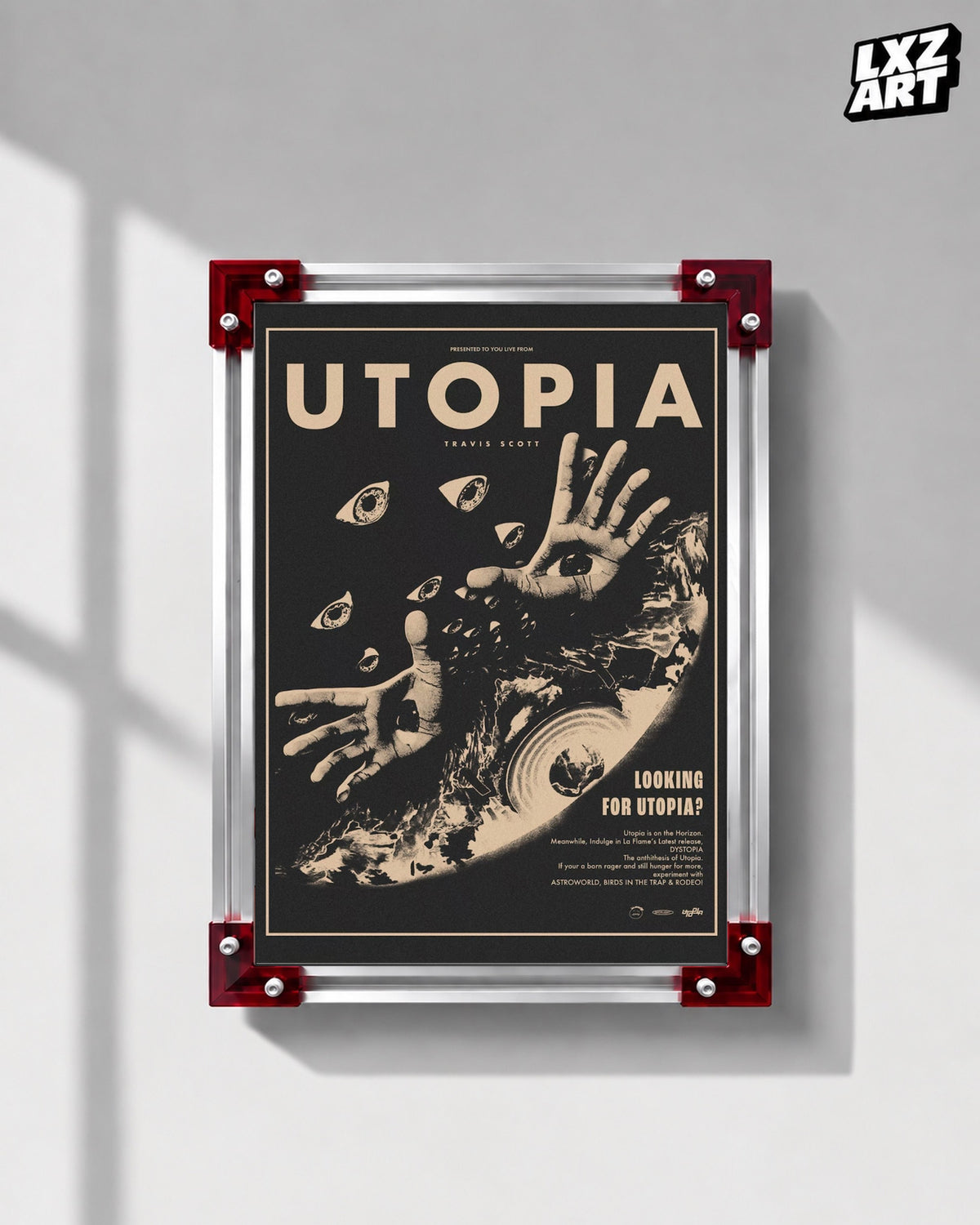 Travis Scott Utopia Vintage Poster | Unframed Bedroom Wall Art — LXZART display 1; frame not included