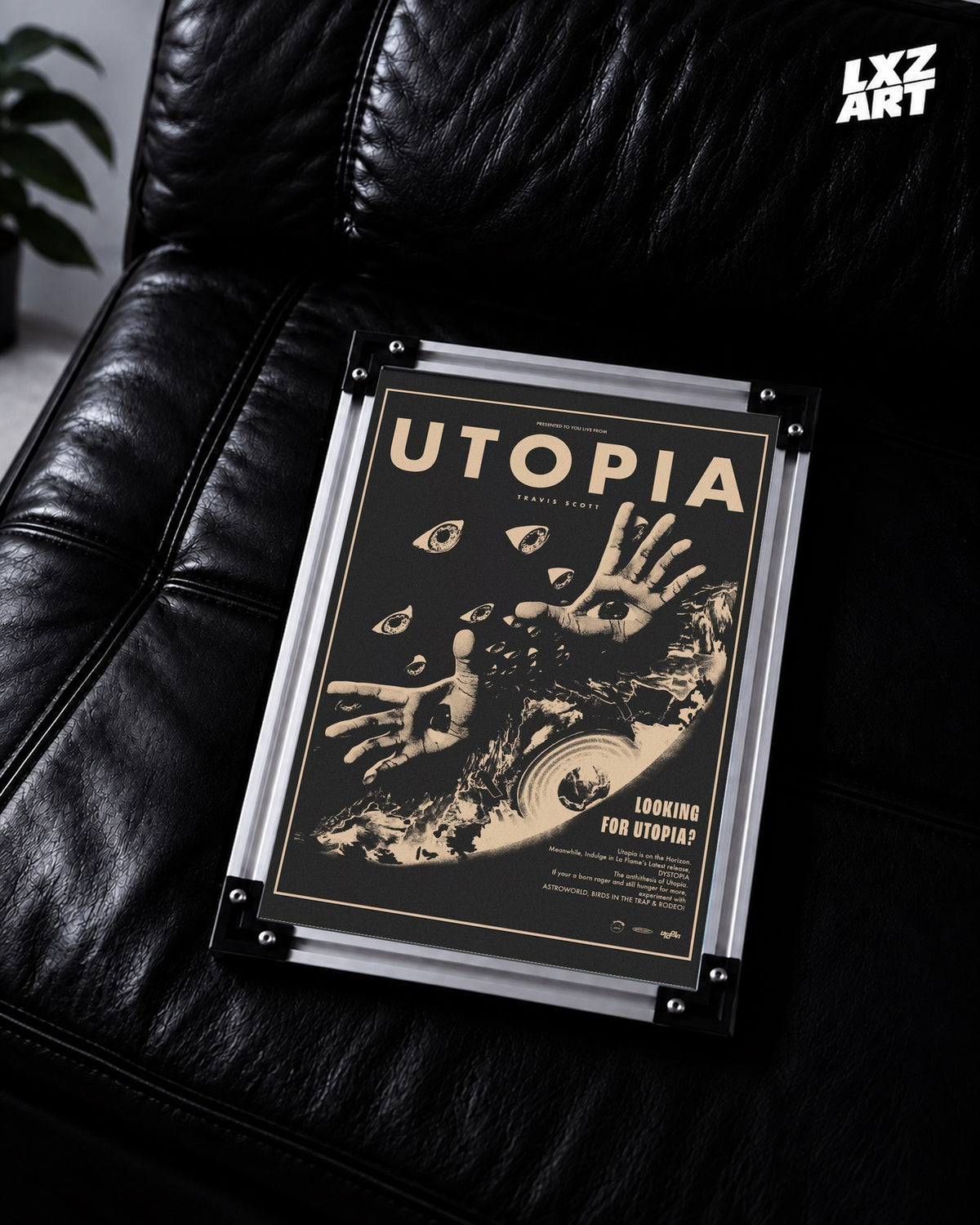 Travis Scott Utopia Vintage Poster | Unframed Bedroom Wall Art — LXZART display 2; frame not included