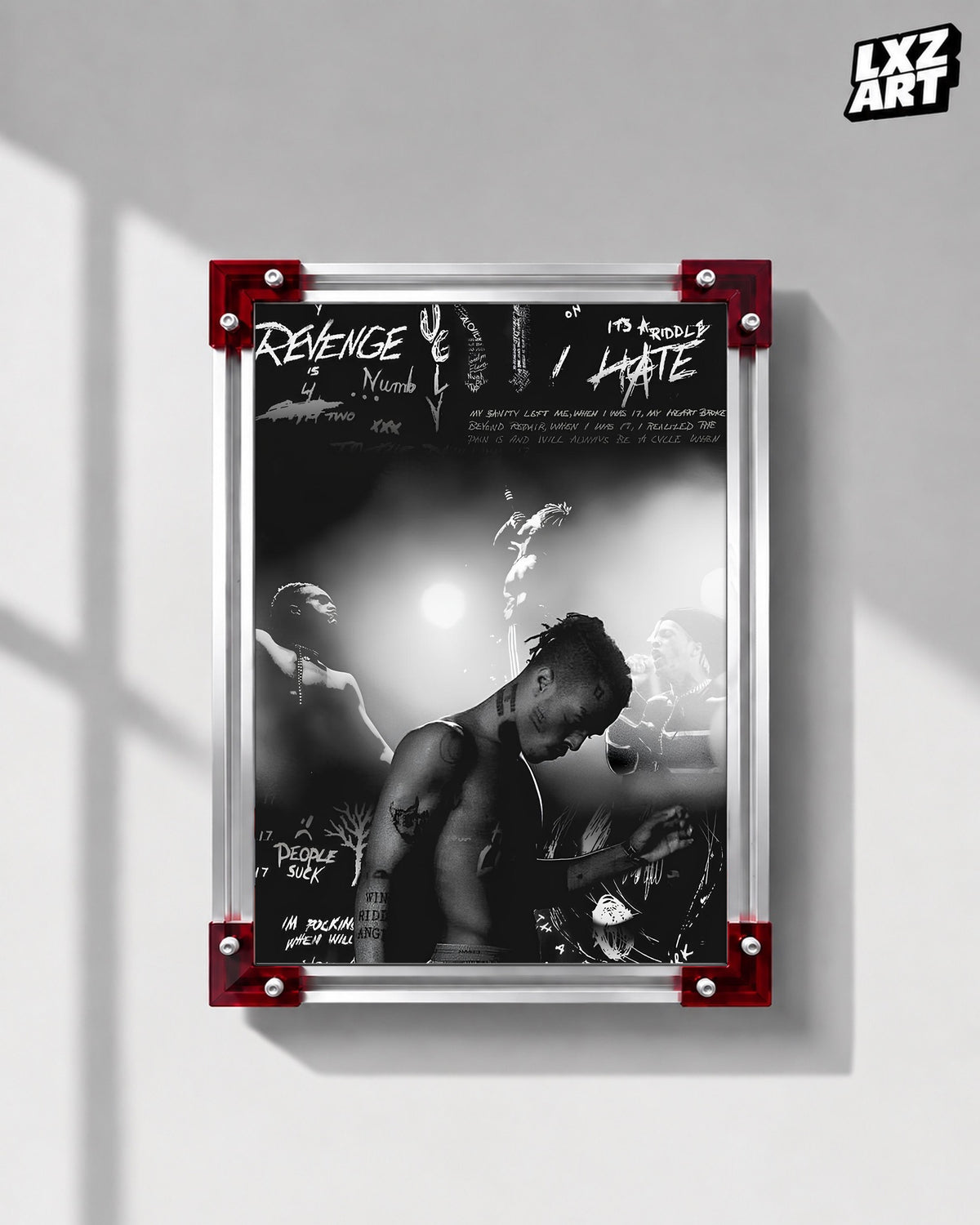 XXXTENTACION Revenge Collage Poster | Unframed Bedroom Wall Art — LXZART display 1; frame not included