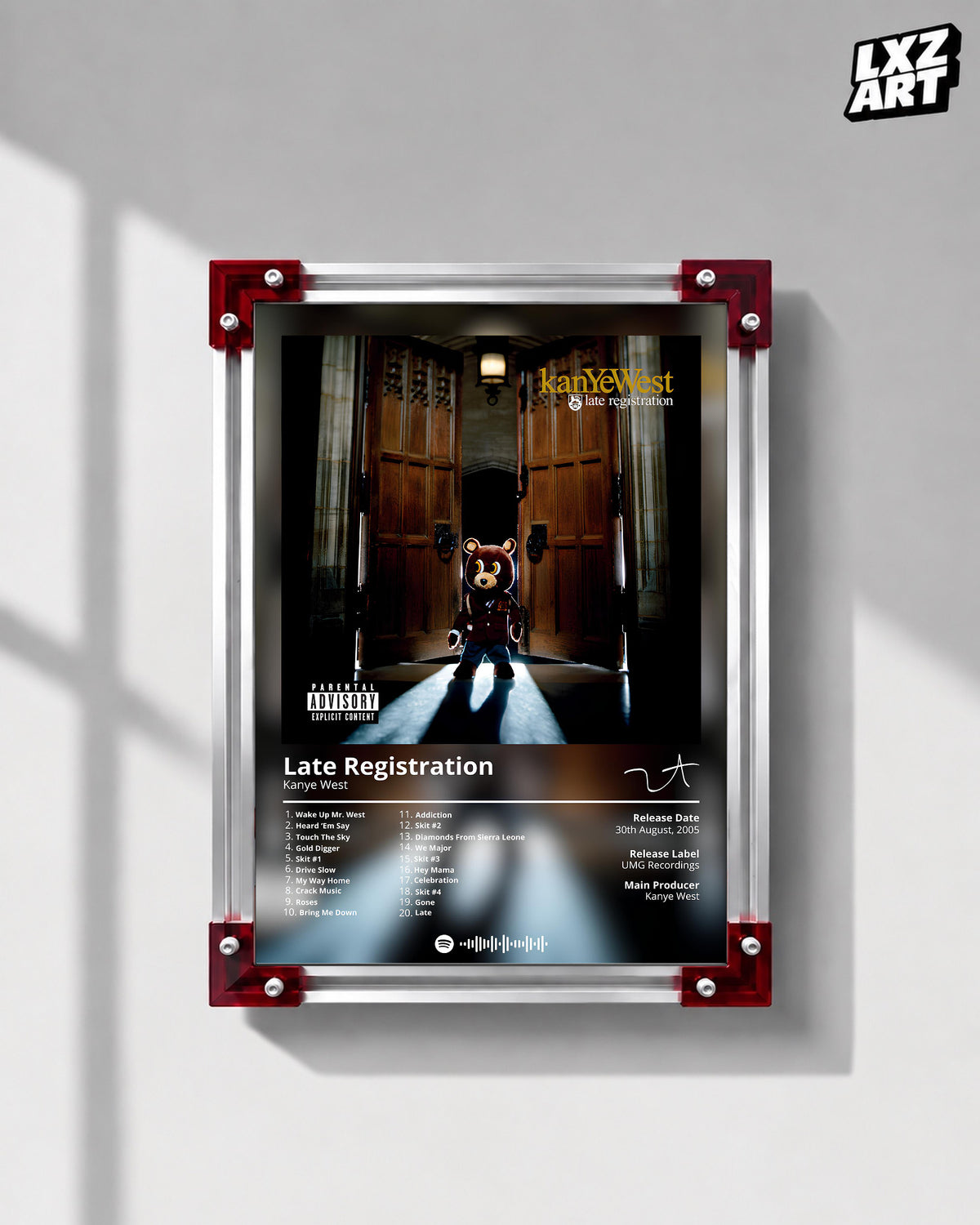 Kanye West Late Registration Album Poster | Unframed Bedroom Wall Art — LXZART display 1; frame not included