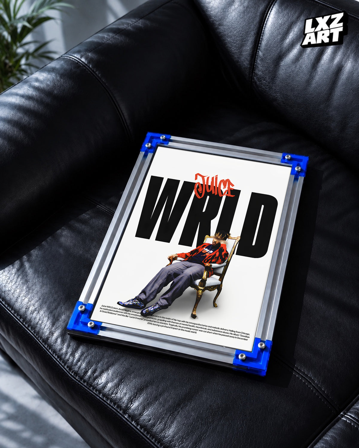 Juice WRLD WRLD Chair Portrait Poster | Unframed Bedroom Wall Art — LXZART display 2; frame not included