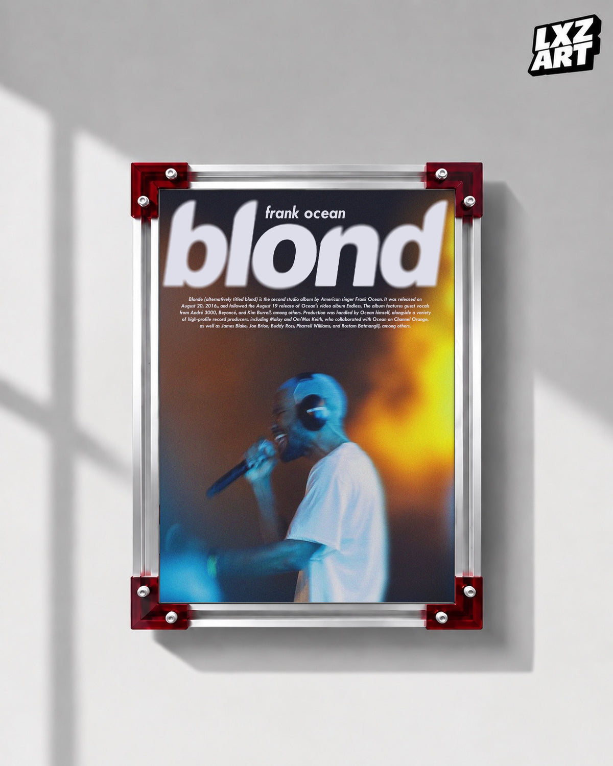 Frank Ocean Blonde Poster | Unframed Bedroom Wall Art — LXZART display 1; frame not included