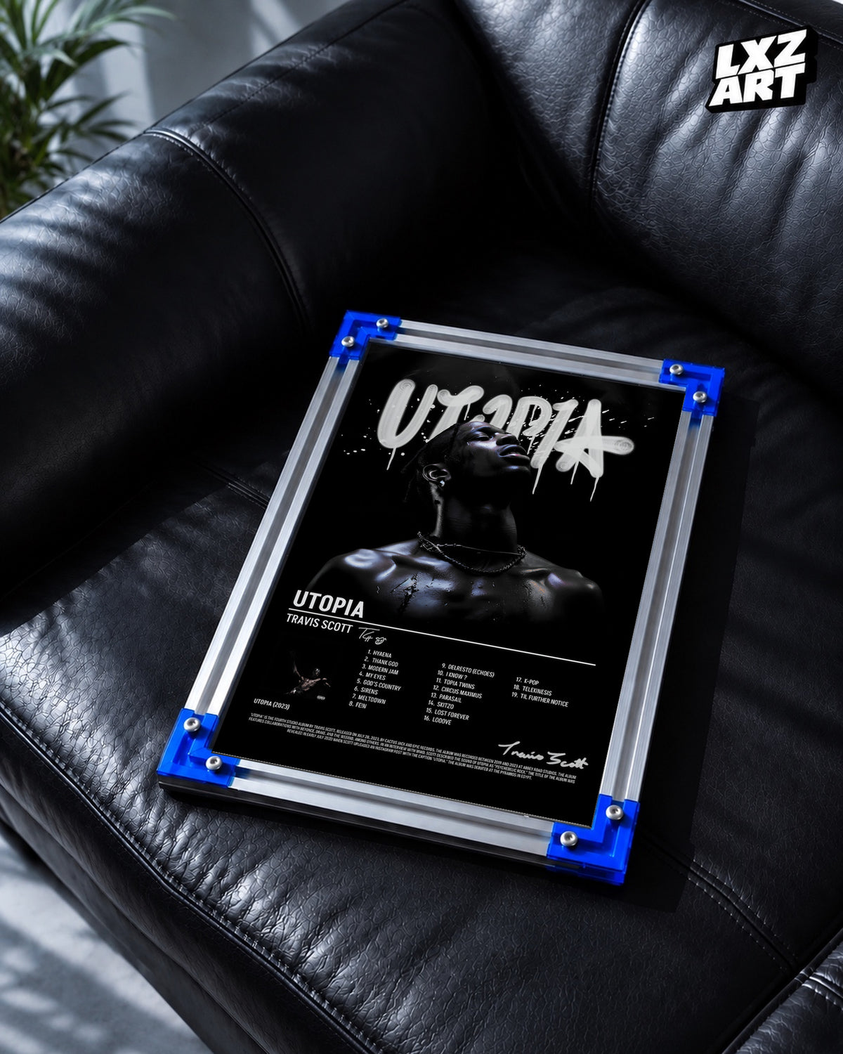 Travis Scott Utopia Tracklist Poster | Unframed Bedroom Wall Art — LXZART display 2; frame not included