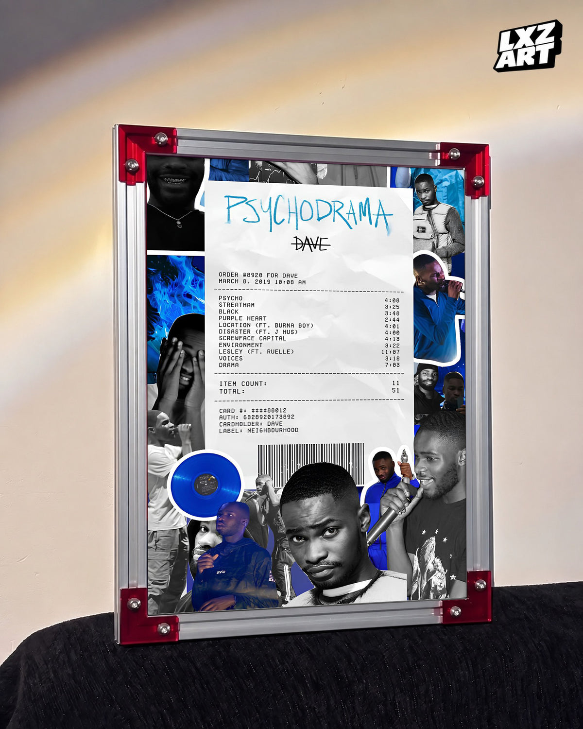 Dave Psychodrama Tracklist Collage Poster | Unframed UK Rap Wall Art — LXZART display 3; frame not included