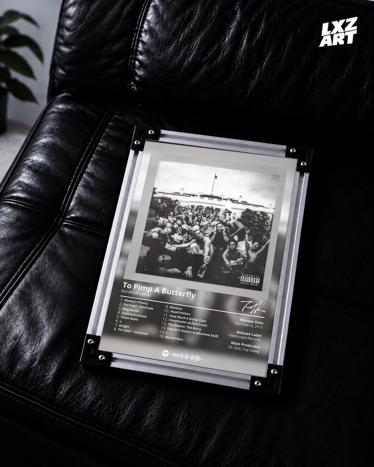Kendrick Lamar To Pimp a Butterfly Poster | Unframed Hip Hop Wall Art — LXZART display 2; frame not included
