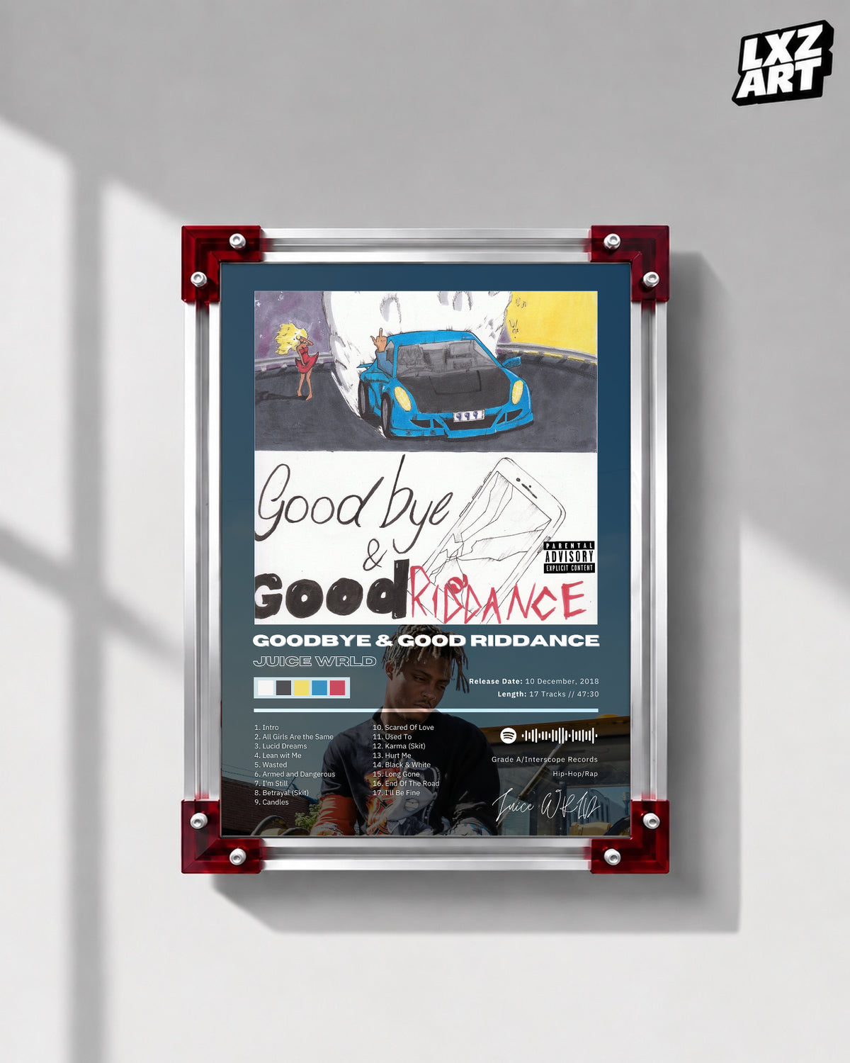 Juice WRLD Goodbye & Good Riddance Album Poster | Unframed Bedroom Wall Art — LXZART display 1; frame not included