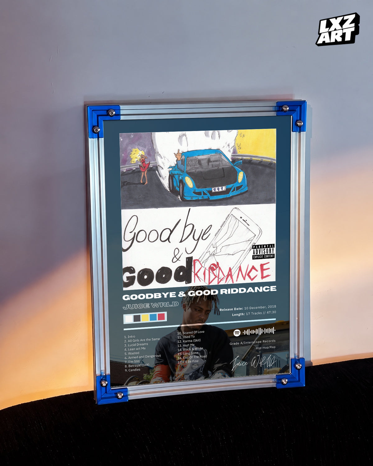 Juice WRLD Goodbye & Good Riddance Album Poster | Unframed Bedroom Wall Art — LXZART display 3; frame not included