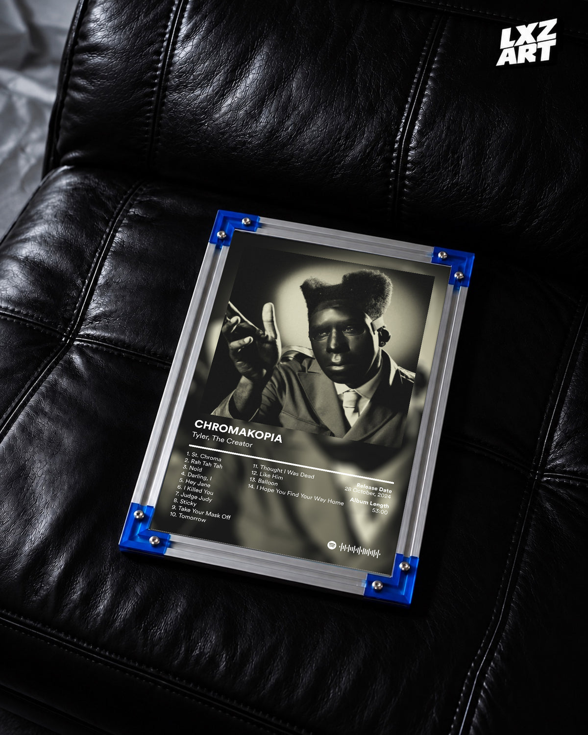 Tyler The Creator Chromakopia Tracklist Poster | Unframed Bedroom Wall Art — LXZART display 2; frame not included