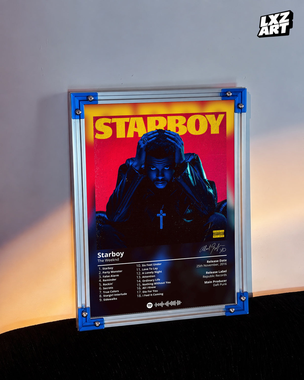 The Weeknd Starboy Poster | Unframed Bedroom Wall Art — LXZART display 3; frame not included