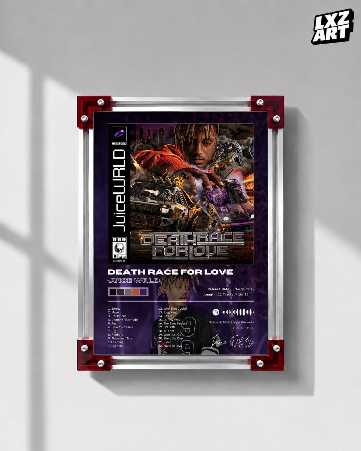Juice WRLD Death Race for Love Album Poster | Unframed Bedroom Wall Art — LXZART display 1; frame not included