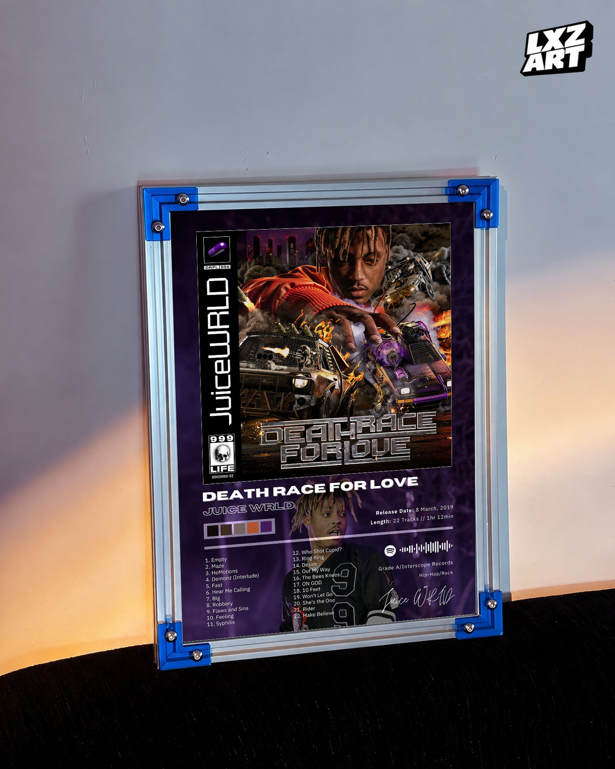 Juice WRLD Death Race for Love Album Poster | Unframed Bedroom Wall Art — LXZART display 3; frame not included