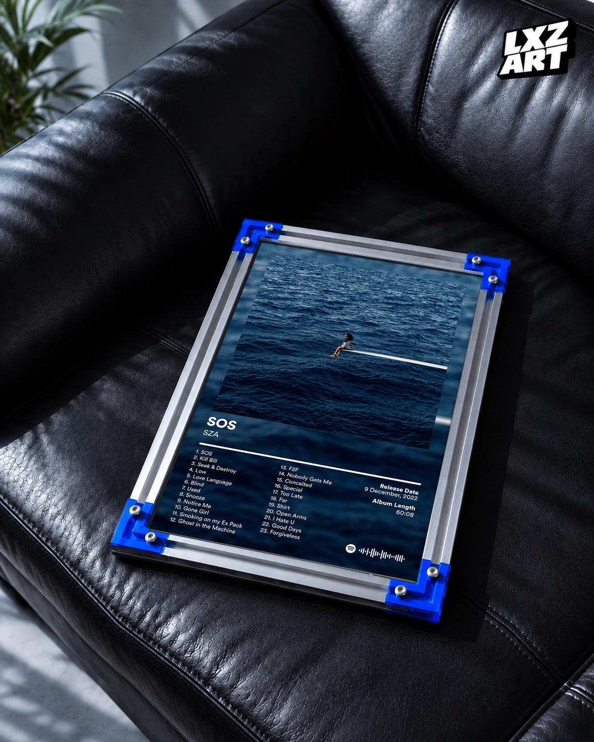 SZA SOS Tracklist Poster | Unframed Bedroom Wall Art — LXZART display 2; frame not included