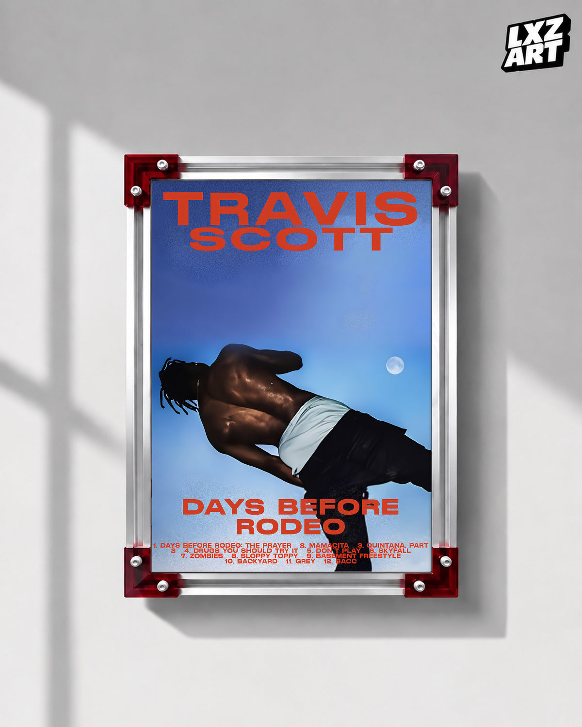 Travis Scott Days Before Rodeo Tracklist Poster | Unframed Bedroom Wall Art — LXZART display 1; frame not included