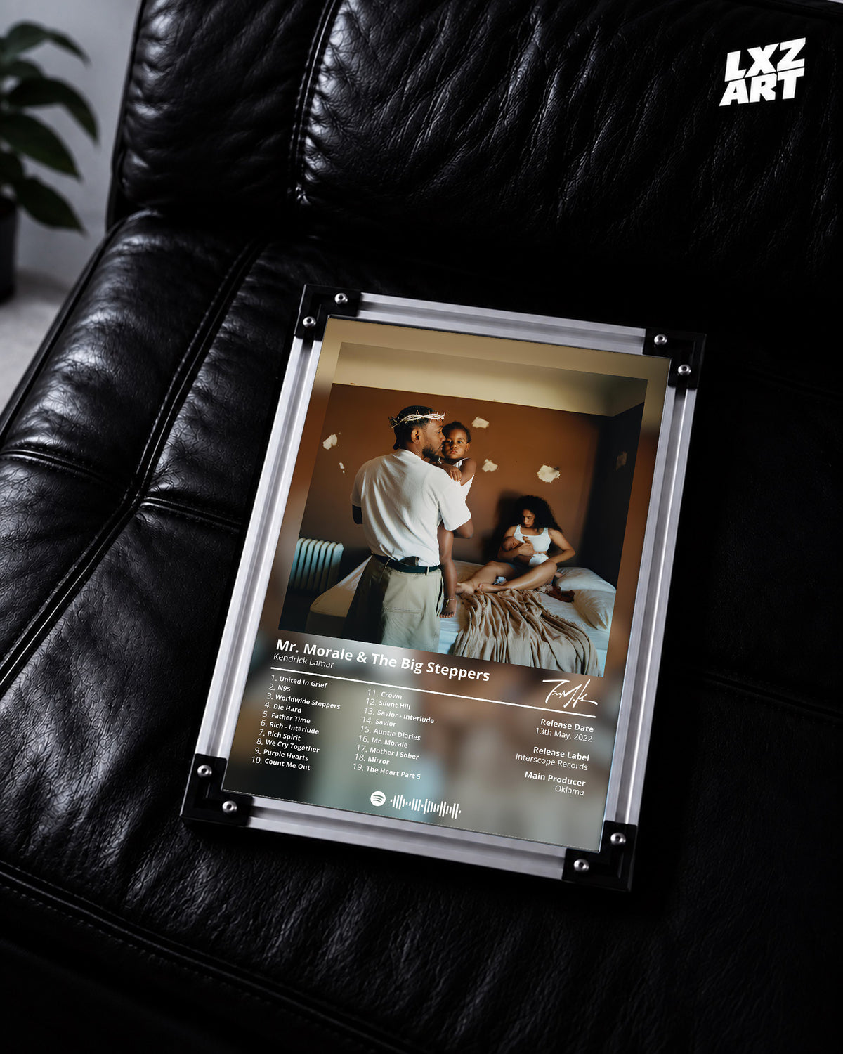 Kendrick Lamar Mr. Morale Tracklist Poster | Unframed Hip Hop Wall Art — LXZART display 2; frame not included