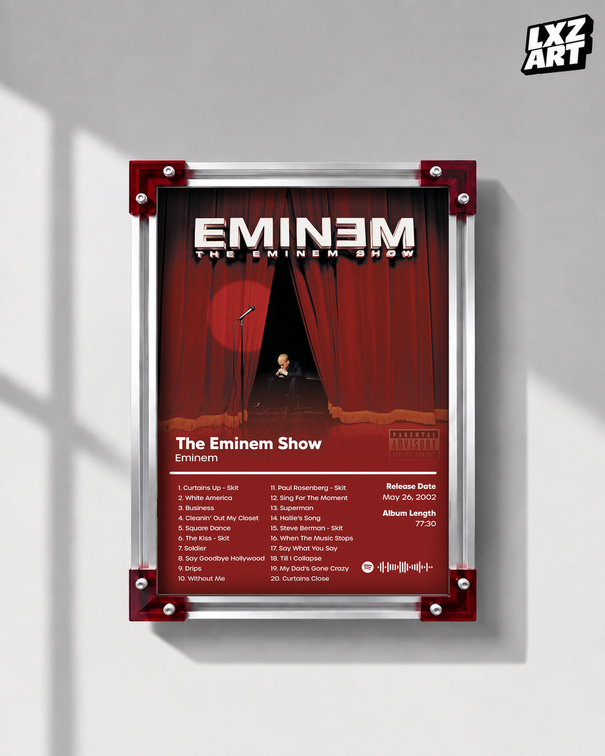 Eminem The Eminem Show Tracklist Poster | Unframed Bedroom Wall Art — LXZART display 1; frame not included